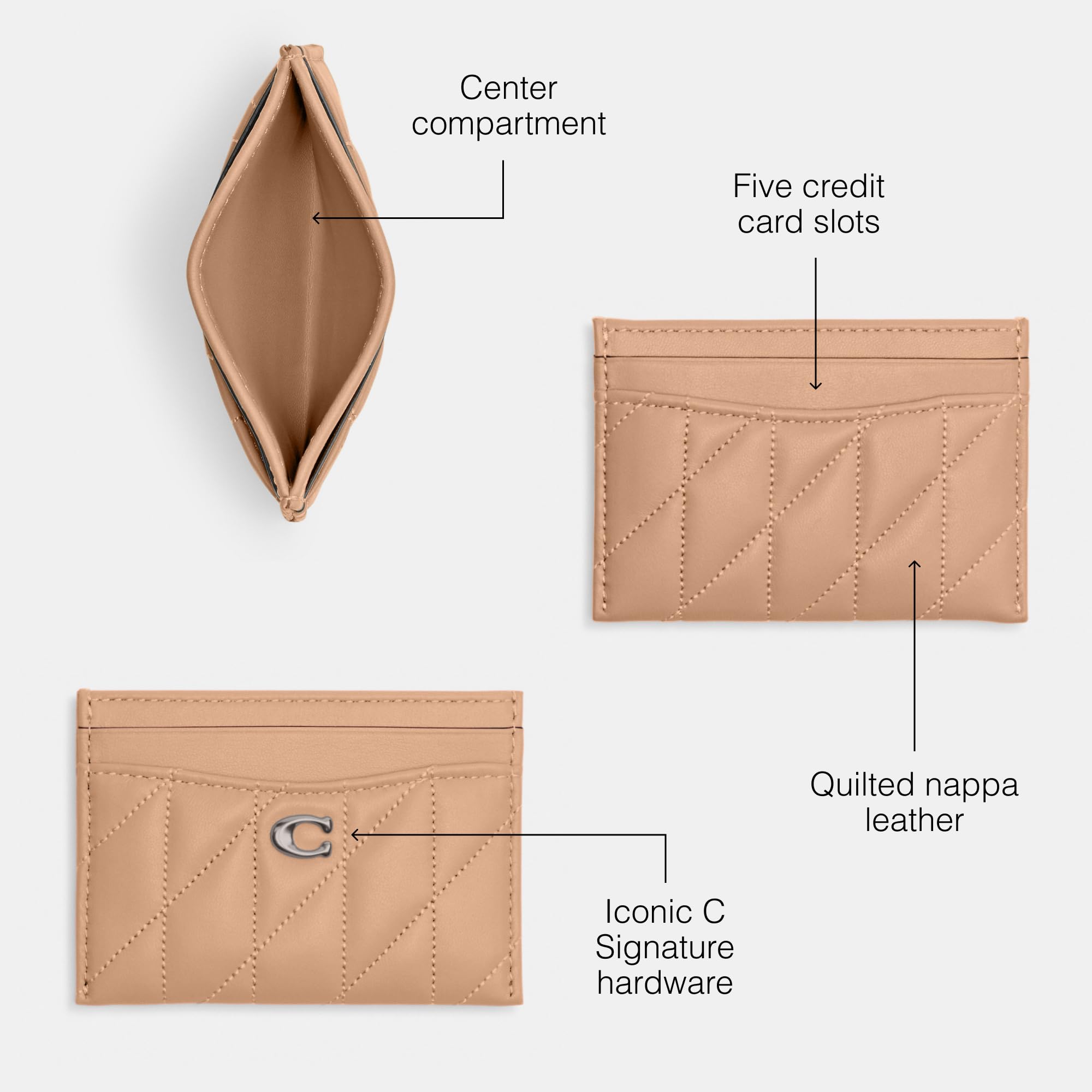 Coach Quilted Leather Card Holder Wallet - Slim Essential RFID Blocking Card Case for Women & Men - Perfect for Travel, Business & Everyday Use