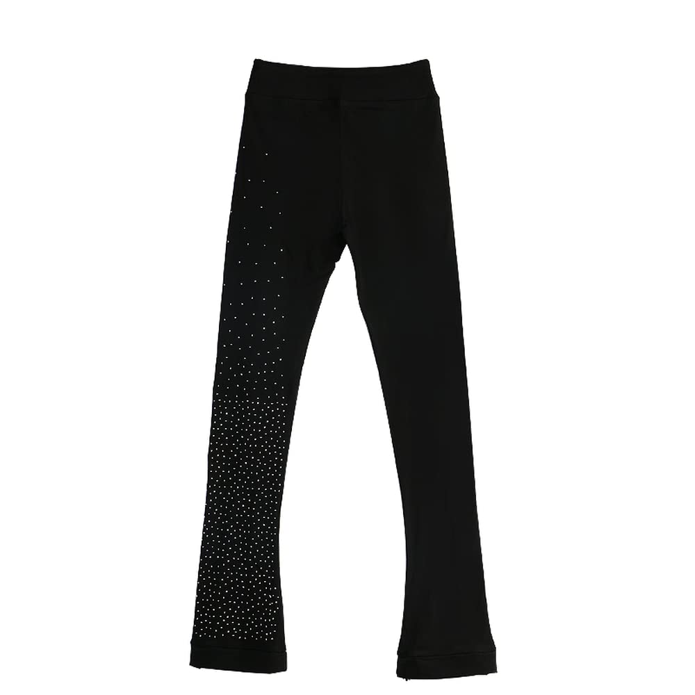 LIUHUO Black Diamond Waist Adjustable Figure Skating Training Pants for Girls - Perfect for Ice Skating Practice, Dance Rehearsals & Winter Sports