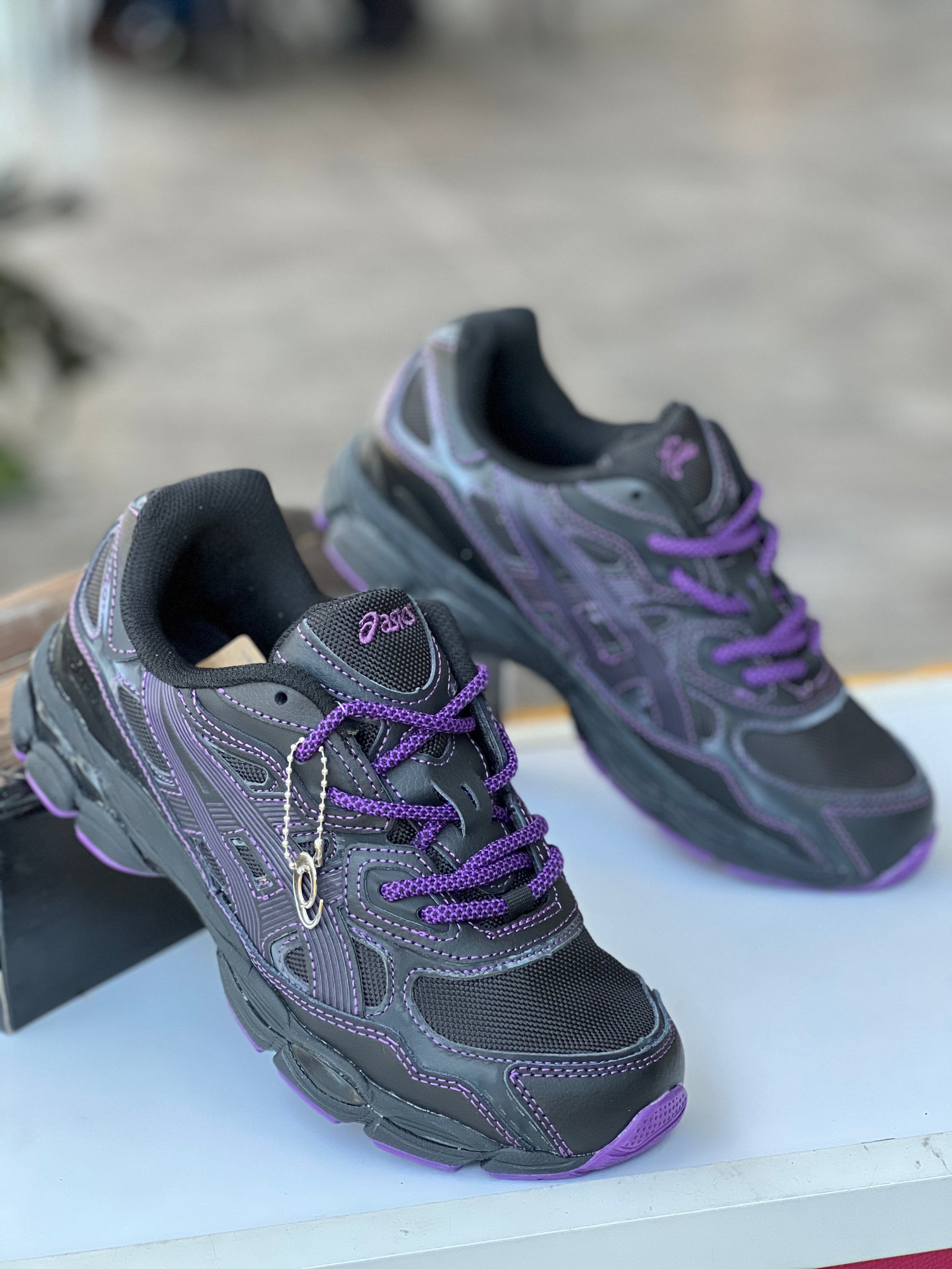 Needles x ASICS Gel NYC Sneakers - Black & Purple Running Shoes for Men & Women | Lightweight Comfortable Athletic Shoes for Jogging, Gym Workouts & Casual Wear
