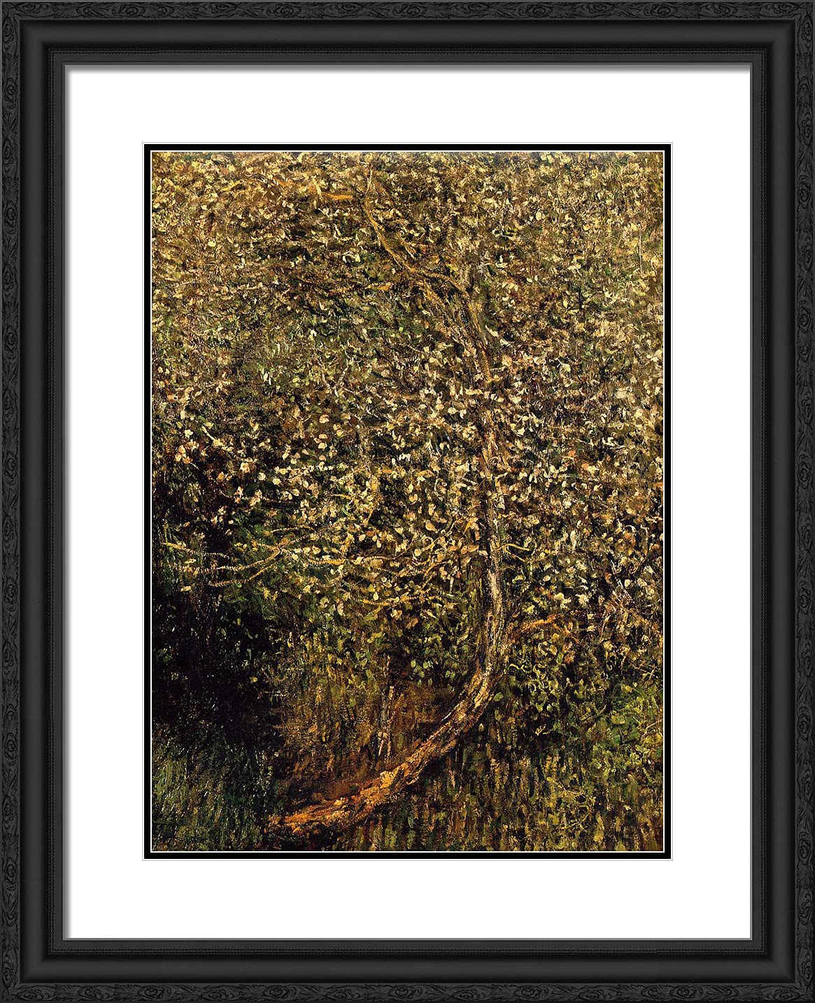 Claude Monet 'Apple Trees in Blossom by the Water' 20x24 Inch Framed Art Print - Premium Black Ornate Frame with Double Matting - Perfect for Living Room, Bedroom, or Office Wall Decor