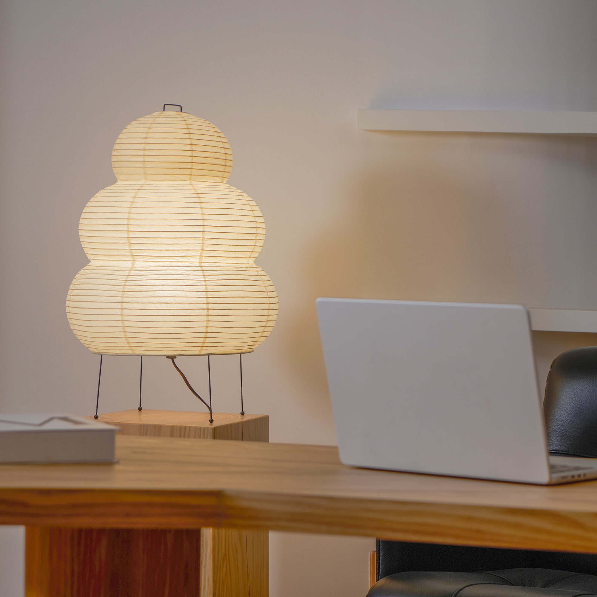 Japanese Akari Paper Table Lamp - Handmade Shoji Style Lighting for Bedroom, Living Room & Office - Warm Ambient Light for Relaxation & Decor
