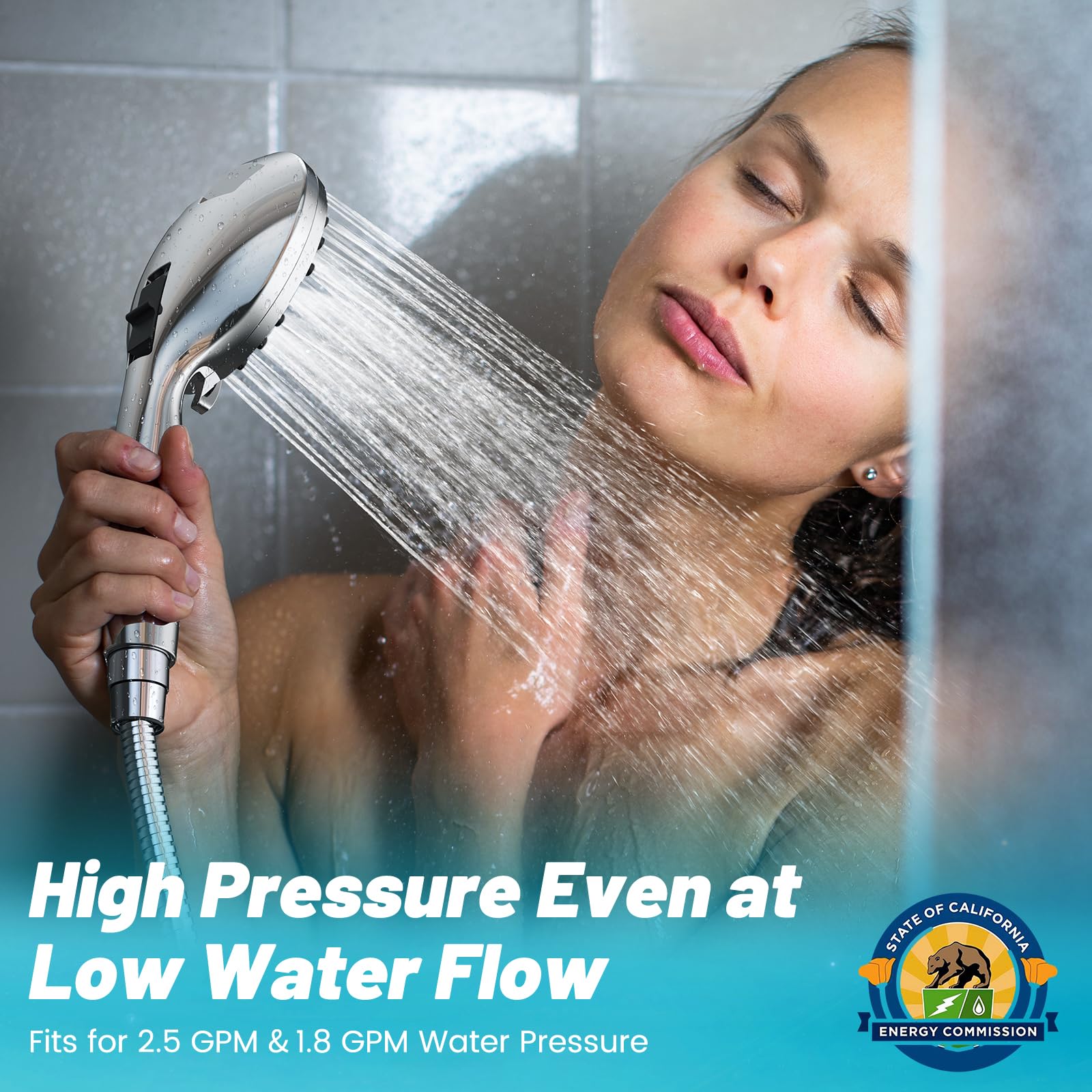 FASDUNT High Pressure Shower Head with 6 Spray Modes - Water Saving Rainfall Showerhead for Bathroom, Spa, and Relaxation - Perfect for Home, Hotel, and Gym Use