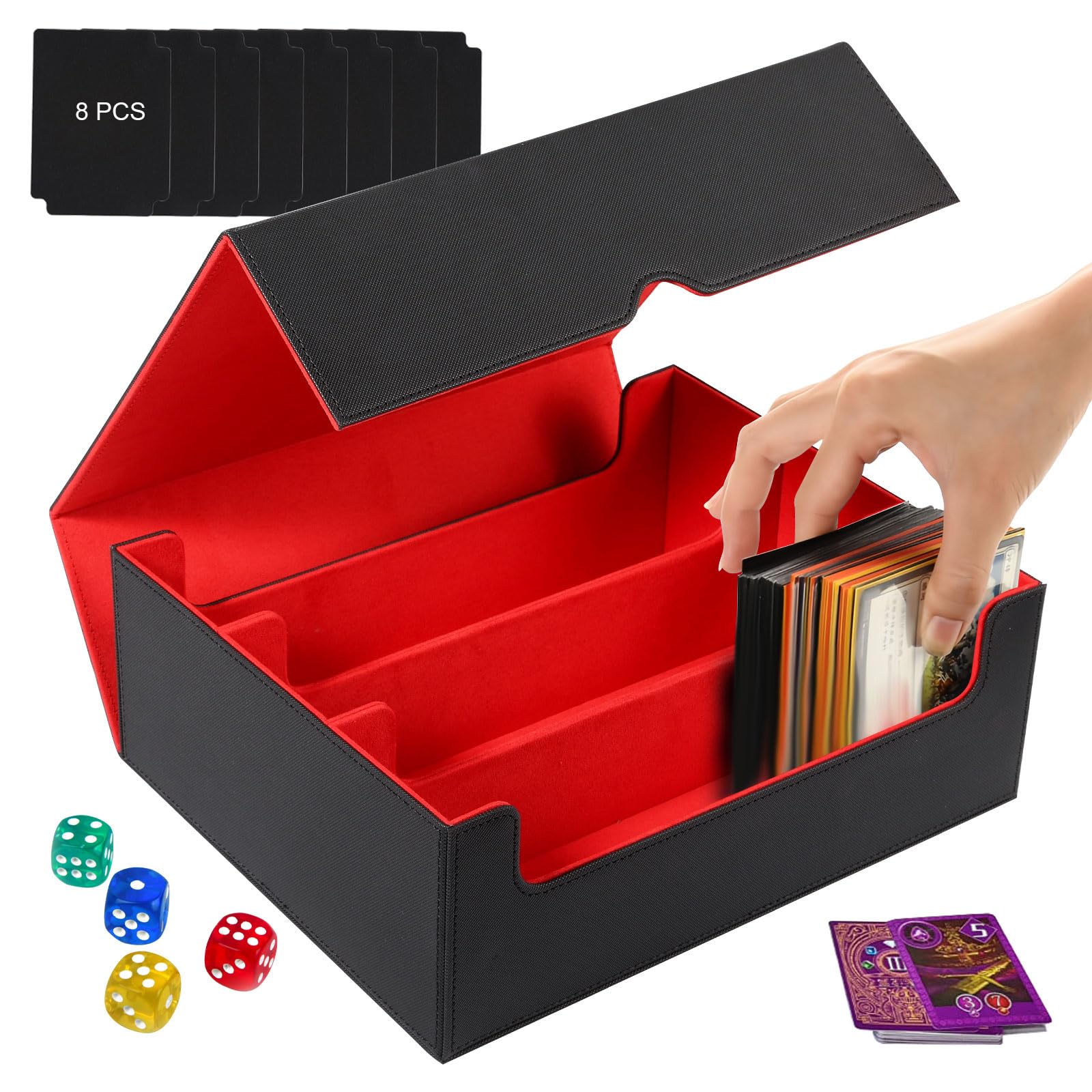 LIFEJXWEN MTG Commander Deck Box - Holds 1800+ Trading Cards, Includes 8 Dividers for Magic Commander TCG - Perfect for Card Storage, Organization & Travel