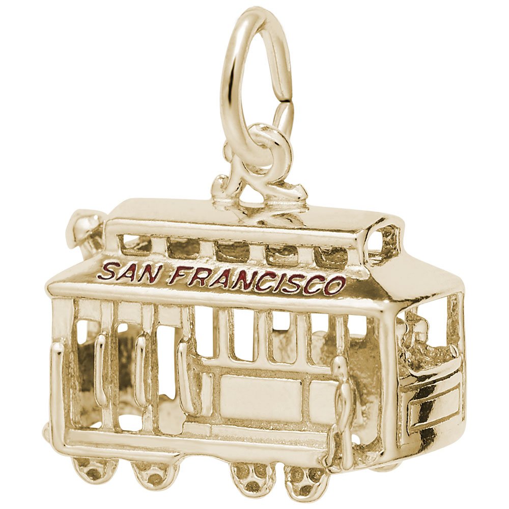 10K Yellow Gold San Francisco Cable Car Charm for Bracelets & Necklaces - Perfect for Travel Lovers & Jewelry Gifting