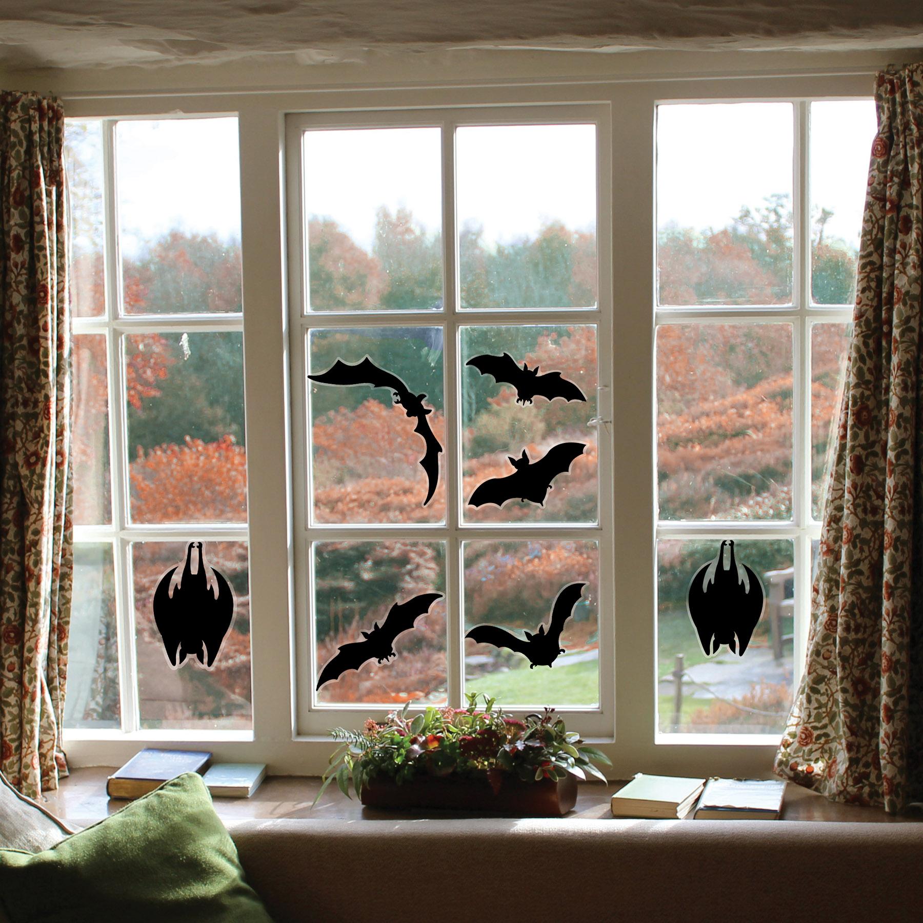 12 Pack Beistle Halloween Bat Silhouette Window Clings - Self-Adhesive Decor for Windows, Mirrors & Glass - Perfect for Halloween Party, Haunted House & Spooky Home Decor