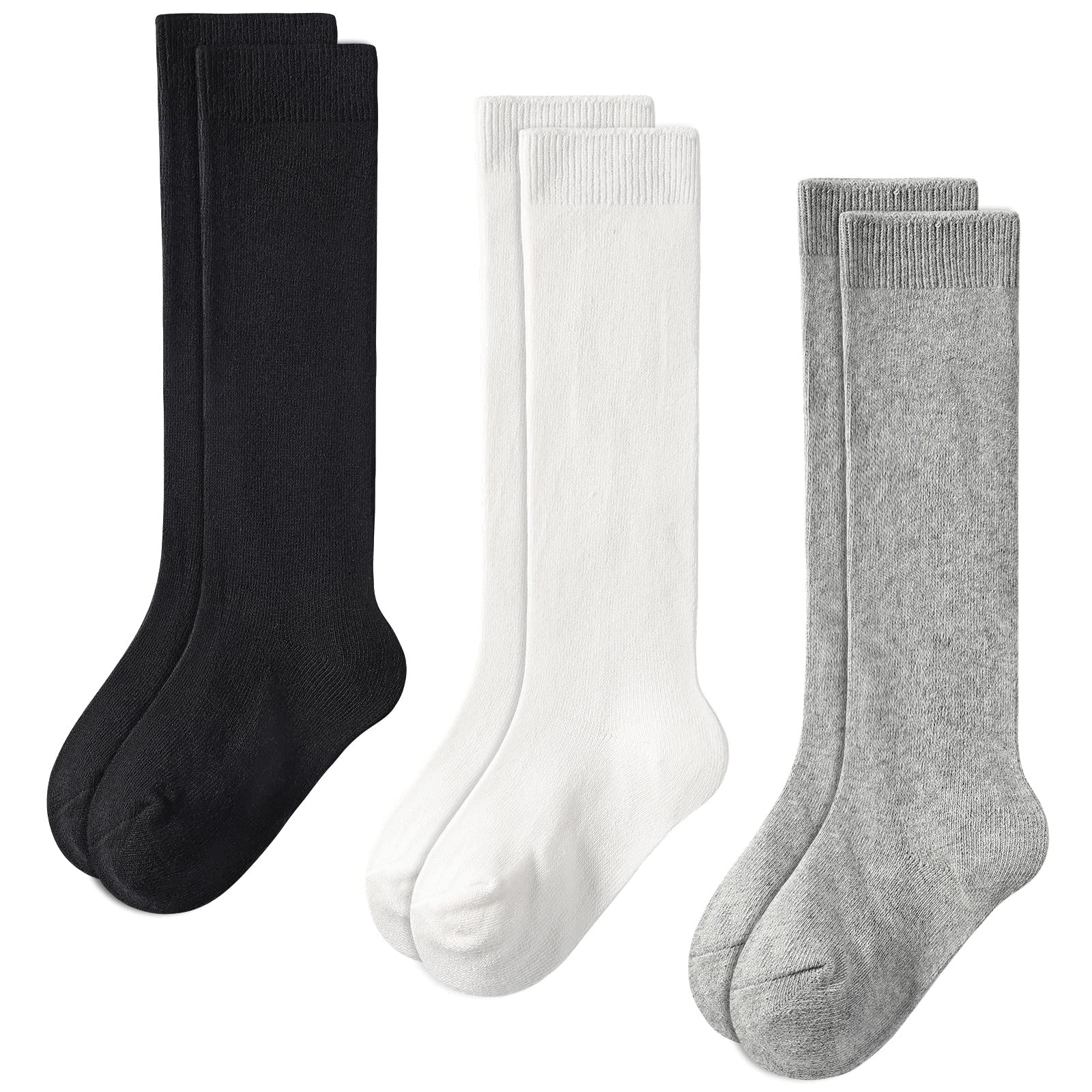 BOOPH Kids Knee High Socks for Boys & Girls - School Uniform Socks, Mid Calf Cotton Socks for Children - Perfect for School, Sports & Everyday Wear