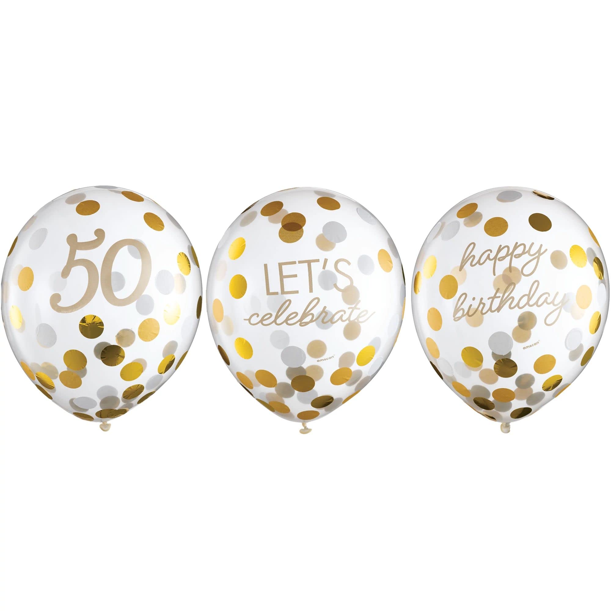 Golden Age 50th Birthday Latex Confetti Balloons - 12 Inch (6 Pack) for Anniversary, Retirement & Milestone Celebrations - Perfect for Party Decorations, Photo Backdrops & Special Occasions