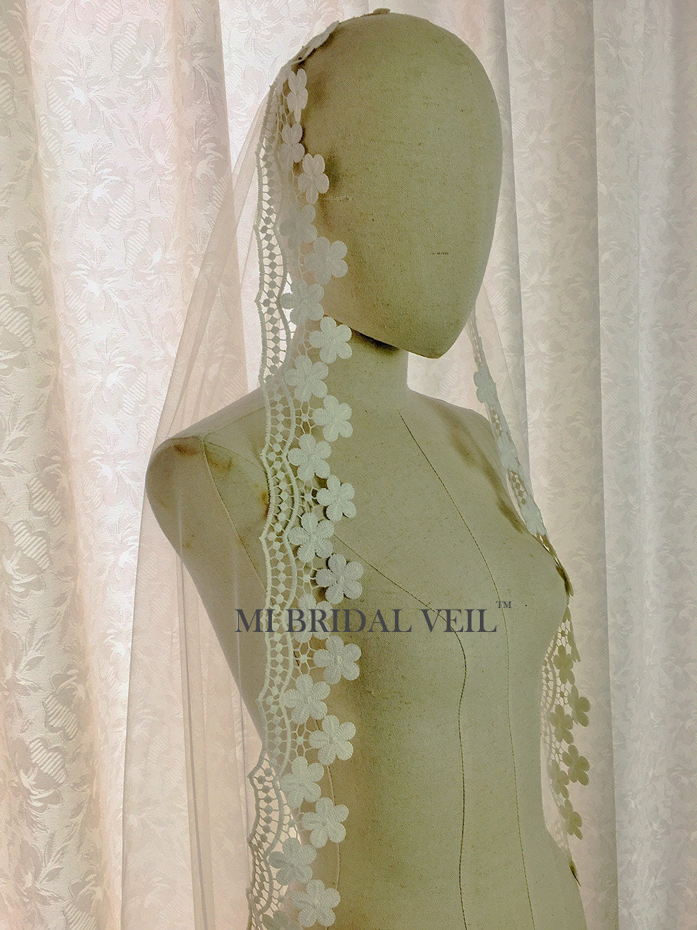 Boho Mantilla Venice Lace Wedding Veil with Tassel Trim - Elegant Bridal Veil for Boho, Beach & Vintage Weddings | Perfect for Brides, Photoshoots & Special Occasions