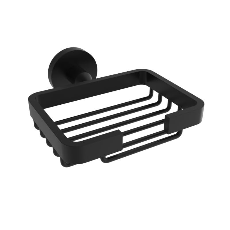 Volkano Summit Matte Black Wall Mounted Soap Dish - Rustproof Bathroom Organizer for Showers, Sinks & Vanities - Modern Home Decor Accessory