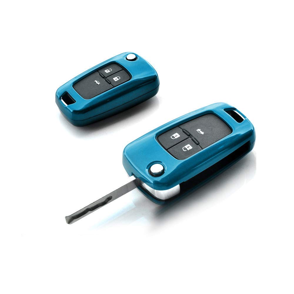 Glossy Blue Smart Key Fob Shell Cover Replacement for Chevrolet GMC - Exact Fit for 3 4 5 Buttons - Durable Protection & Stylish Upgrade for Car Keys
