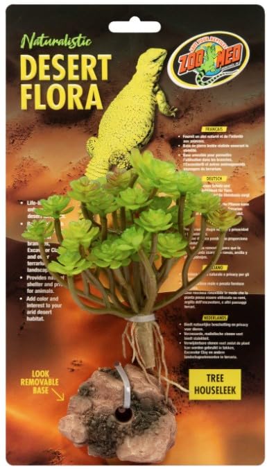 Zoo Med Tree Houseleek Desert Flora Terrarium Plant - Realistic Succulent for Reptile Habitats & Arid Landscape Decor