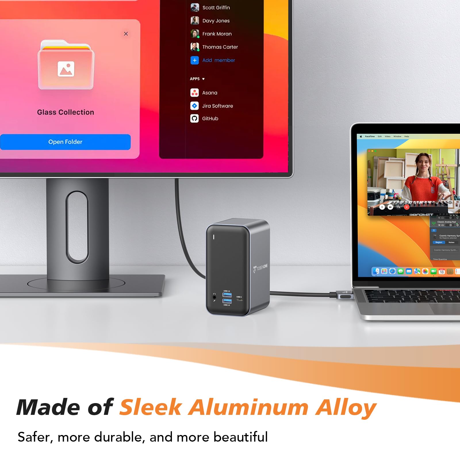 TobenONE Dual Monitor Docking Station with 100W GaN III Charger - USB C Hub for MacBook Pro/Air, 2x 4K HDMI, 7 USB Ports, SD/Micro SD, Gigabit Ethernet, 87W PD, Audio Jack - Perfect for Home Office & Remote Work Setup