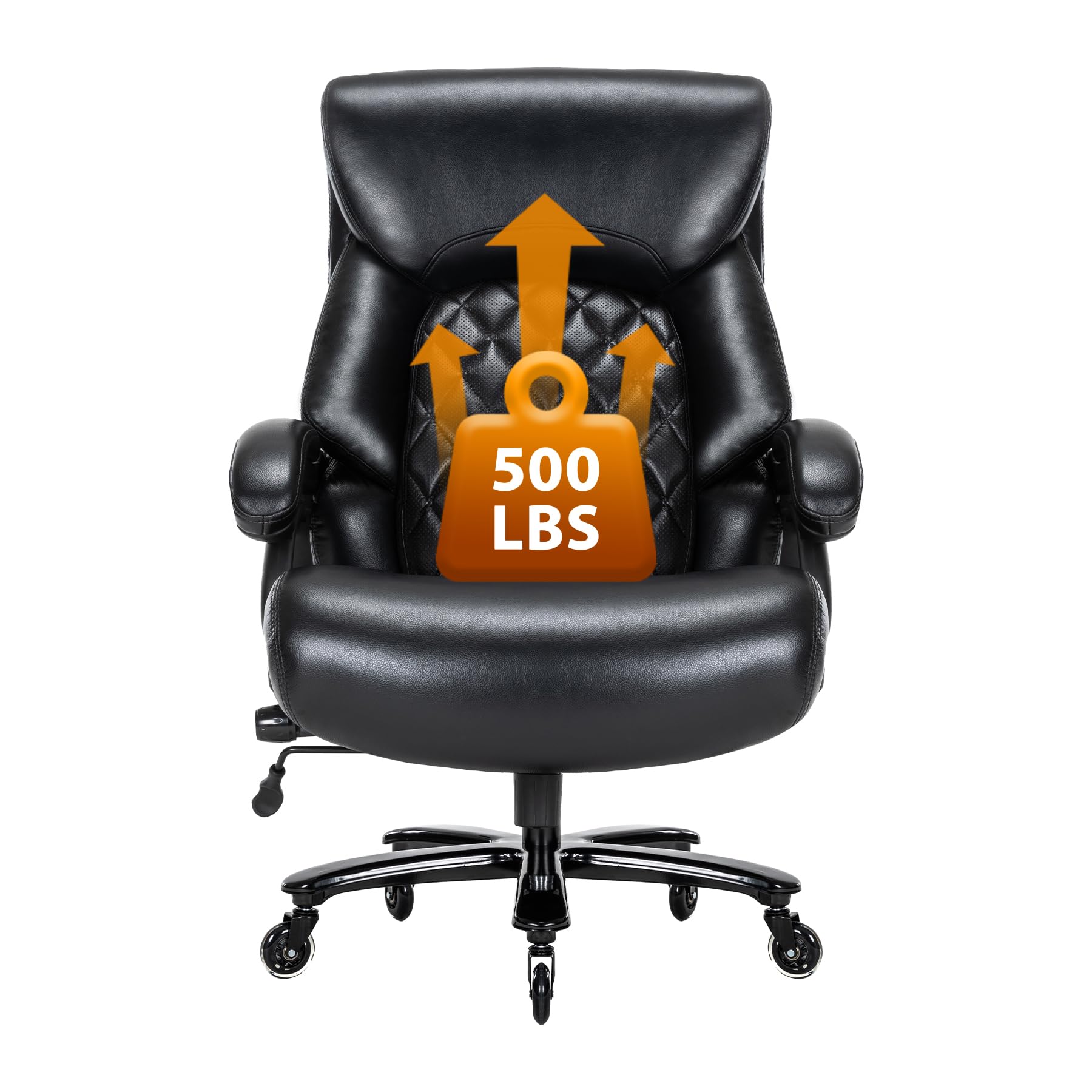 Big and Tall Office Chair for Heavy People Up to 500LBS - High Back Extra Wide Heavy Duty Executive Chair with Adjustable Lumbar Support - Ergonomic Computer Desk Chair for Home Office - Perfect for Large Men, Plus Size Users & Long Work Sessions (Black)
