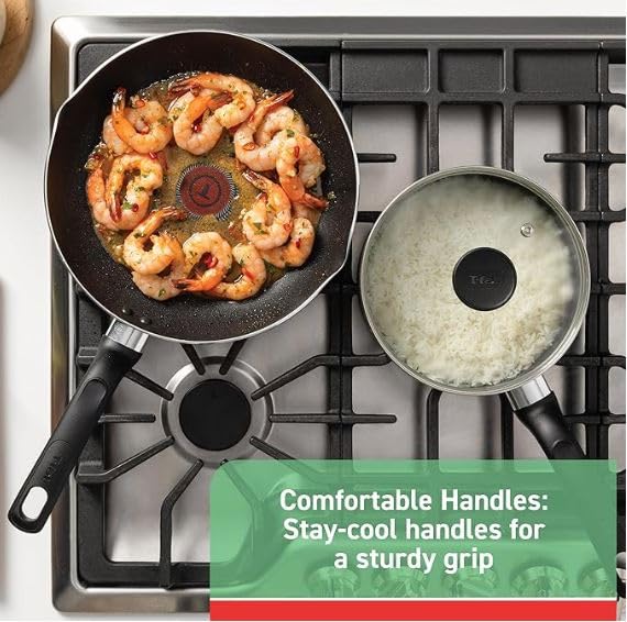T-fal 5 Quart Nonstick Saute Pan with Glass Lid - Oven & Broiler Safe to 350°F, Deep Frying Skillet with Ergonomic Handle - Dishwasher Safe Black Cookware for Sauteing, Frying & Baking - Perfect for Home Kitchens & Professional Cooking