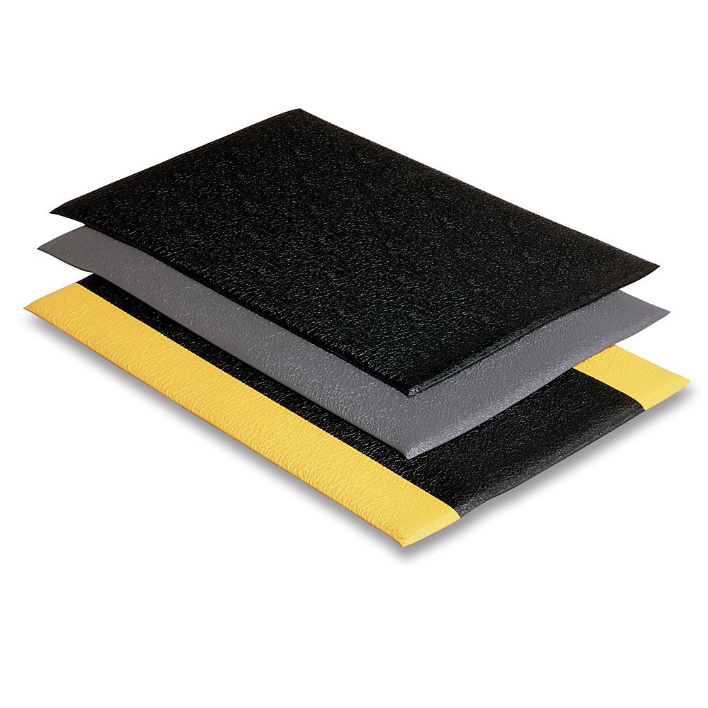 Wearwell Anti-Fatigue Safety Mat 3x12ft Black/Yellow for Work Comfort