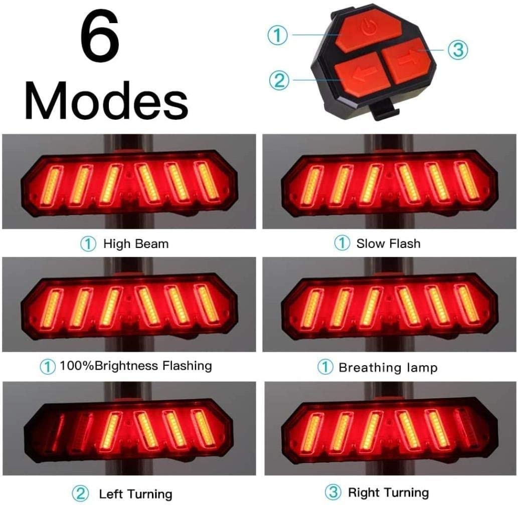 USB Rechargeable 100 Lumens LED Smart Bike Tail Light - Waterproof Bicycle Rear Light with Remote Control for Road Bikes, Mountain Bikes & Commuting - Night Riding Safety Gear for Cycling, Jogging & Outdoor Activities