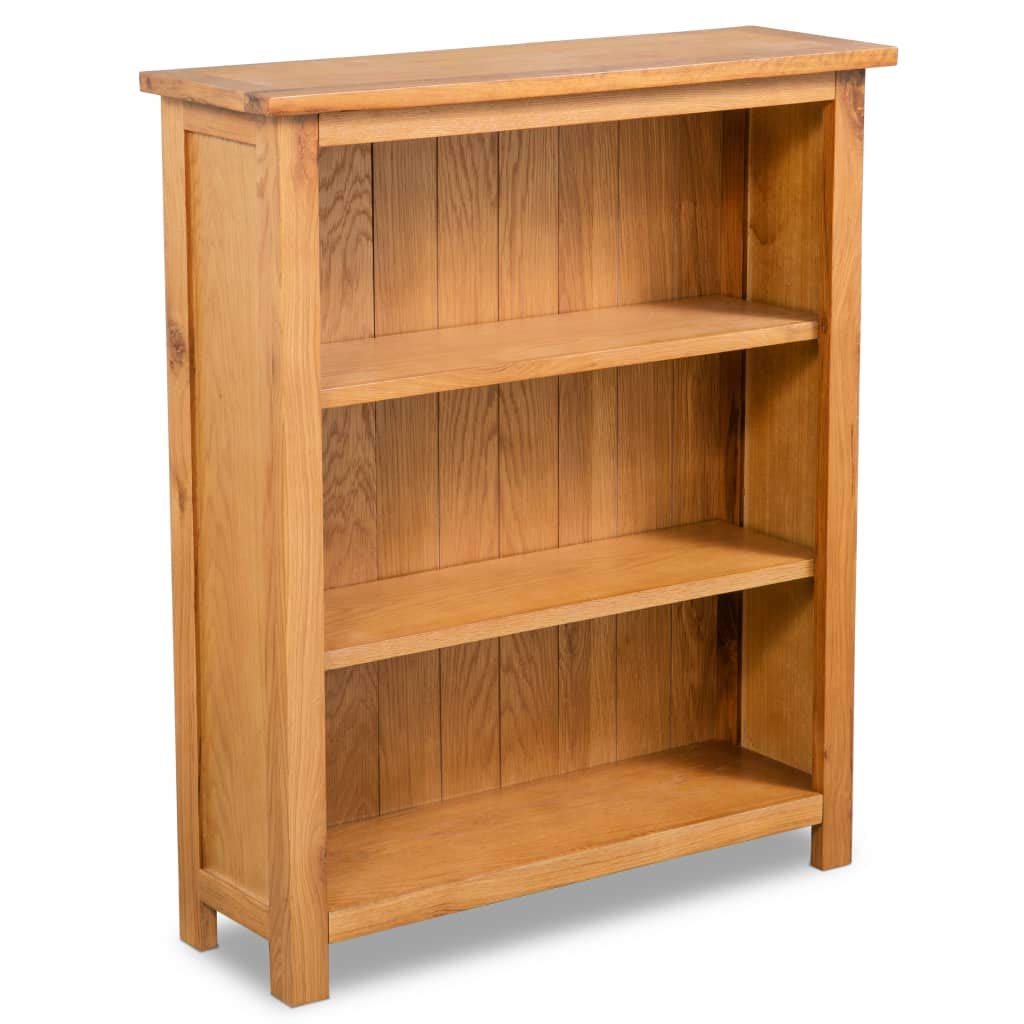 3-Tier Solid Oak Wood Bookcase Shelf - 27.6x8.9x32.3 Inch Storage Cabinet for Books, Decor & Display - Perfect for Living Room, Office & Bedroom Organization