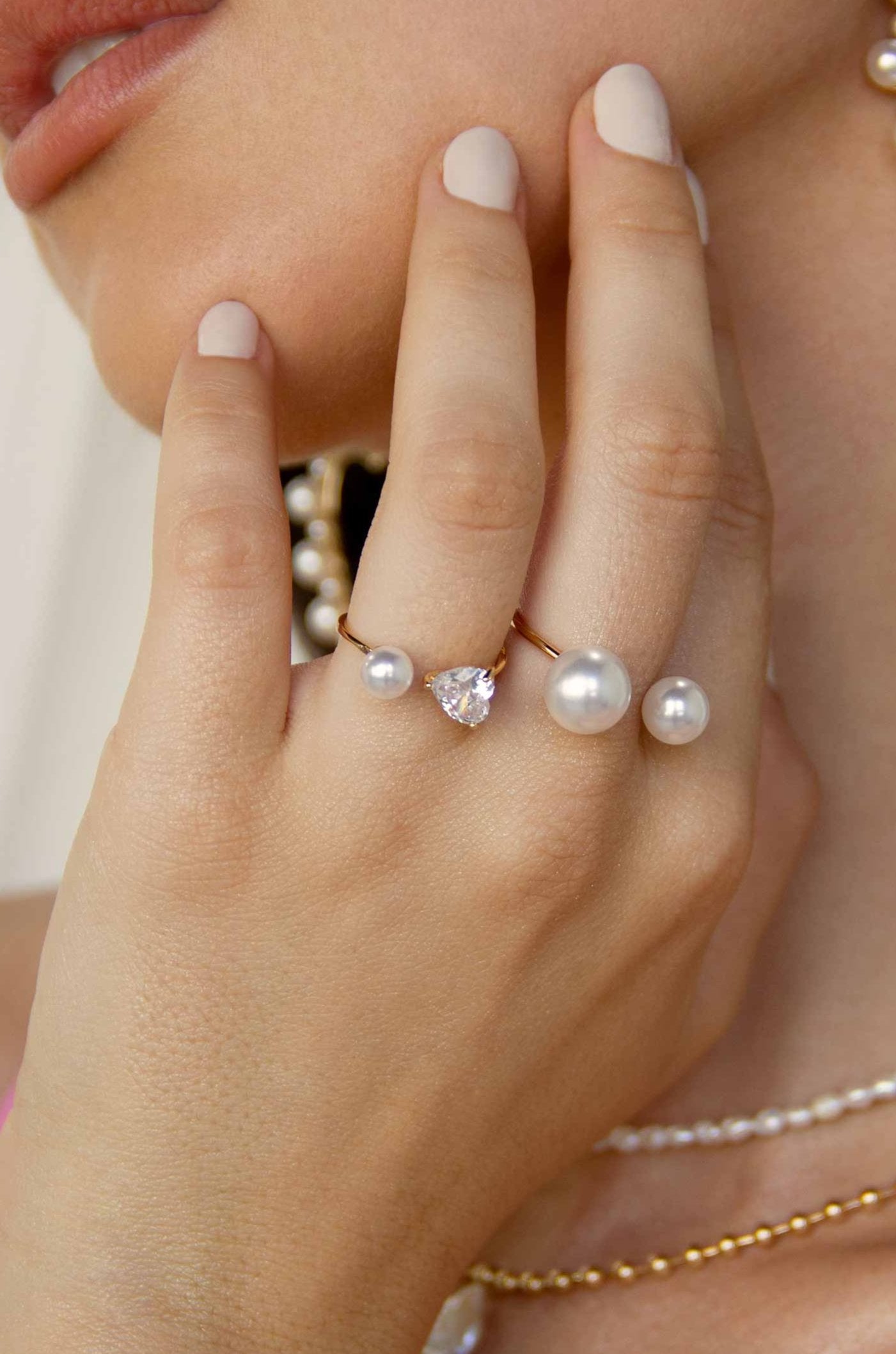Elegant Multi Pearl & Crystal Adjustable Ring Set for Women - Perfect for Weddings, Parties & Everyday Wear