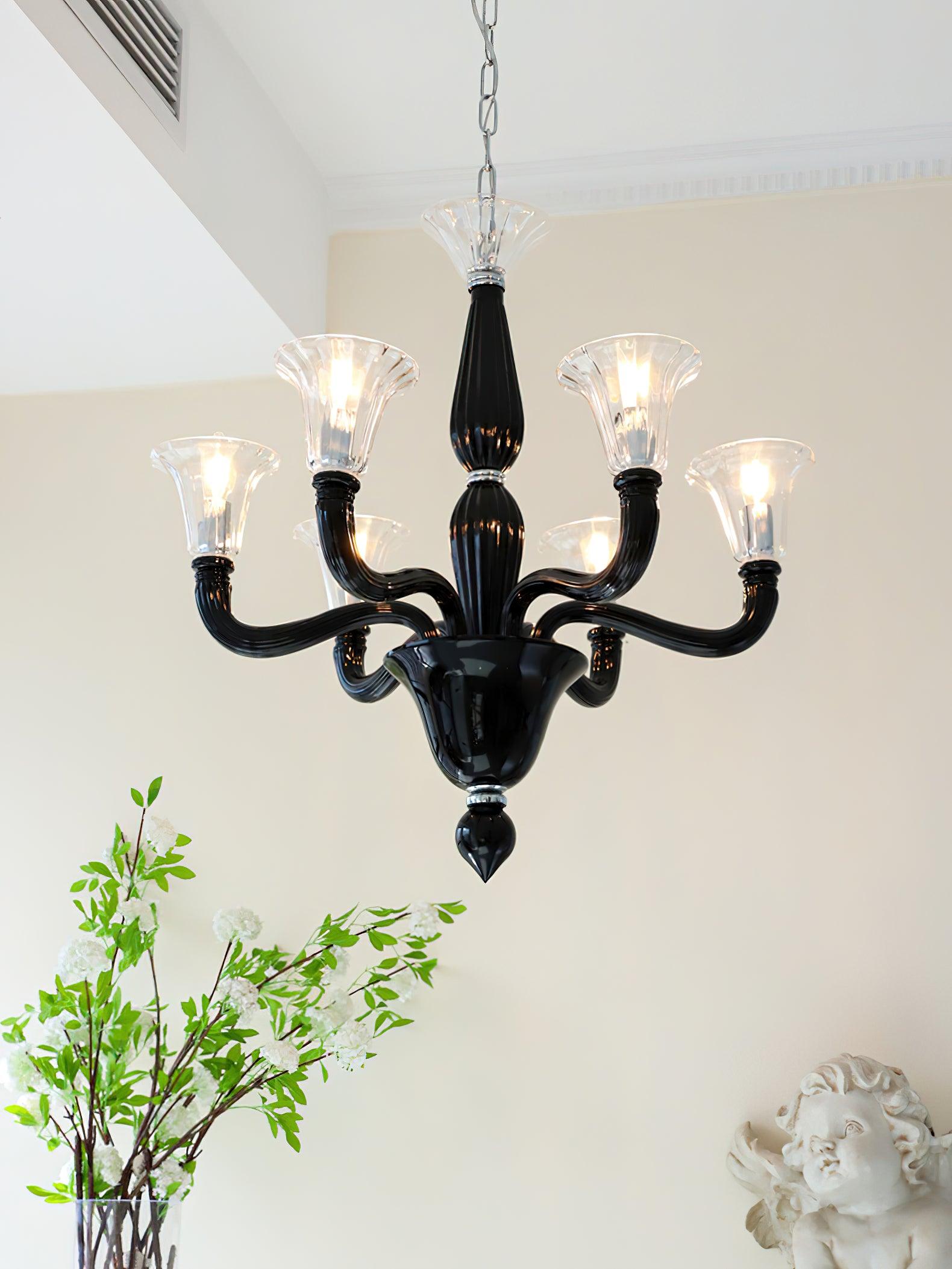 Murano Glass Candle Chandelier - Elegant Handcrafted Venetian Lighting for Dining Room & Bedroom Decor