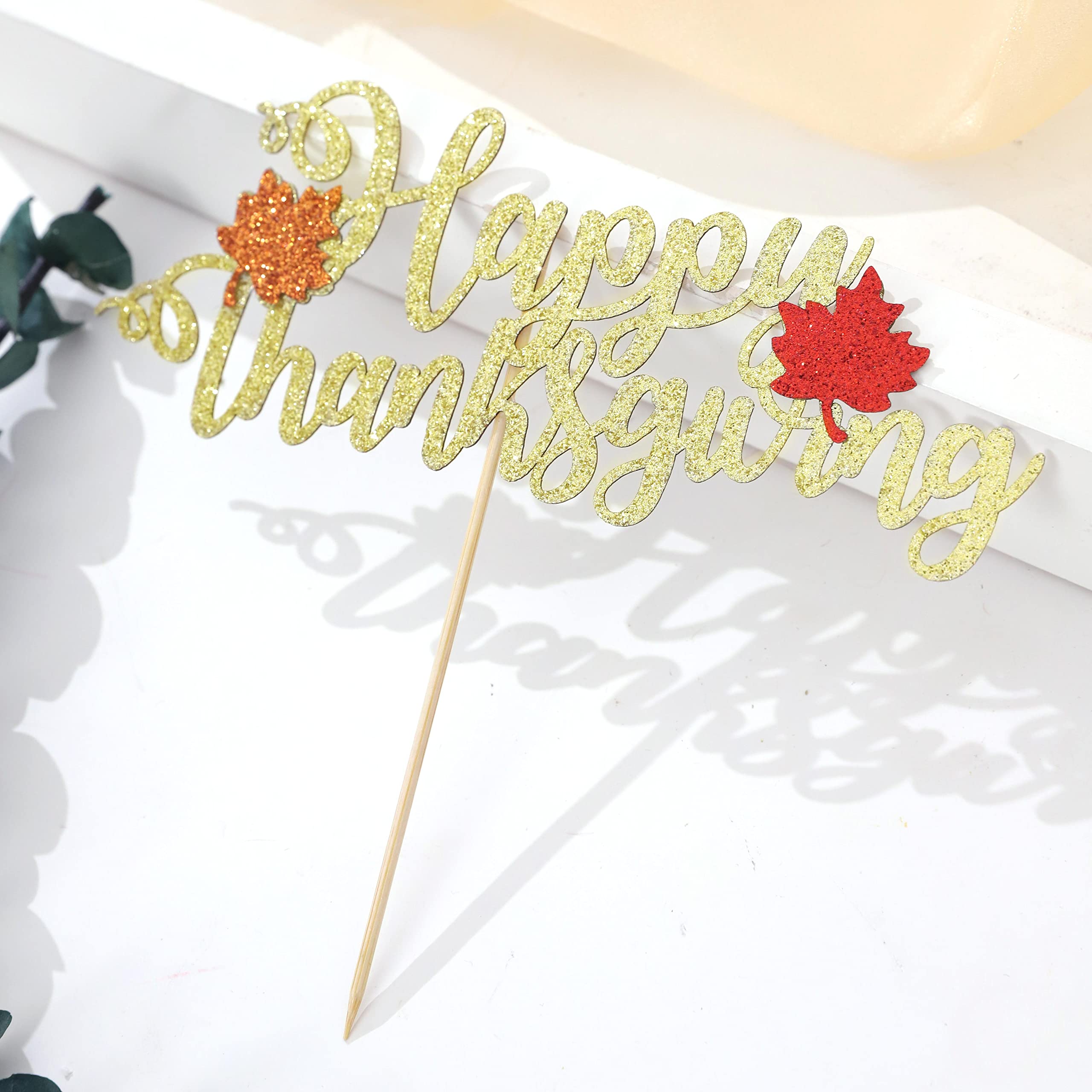 Happy Thanksgiving Cake Topper - Thankful Cake Decorations for Thanksgiving Party, Holiday Cake Topper Supplies - Perfect for Thanksgiving Desserts, Family Gatherings & Festive Celebrations