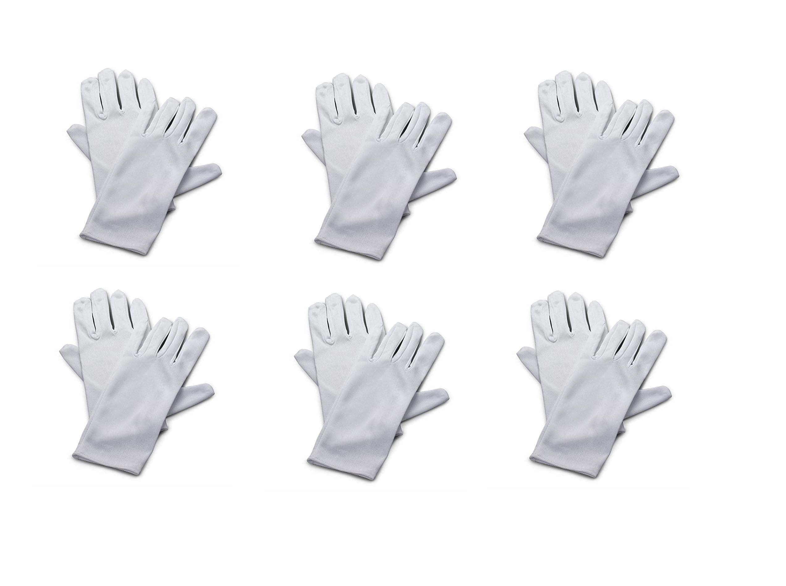 Premium White Cotton Gloves (6 Pairs) - Bulk Pack for Magic Tricks, Costumes, and Formal Events | Gentle Hand Protection for Performers, Waiters & Special Occasions