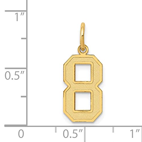 14K Yellow Gold Satin Brush Finish Number 8 Charm Pendant - Medium Size for Jewelry Making, Gift Giving & Everyday Wear