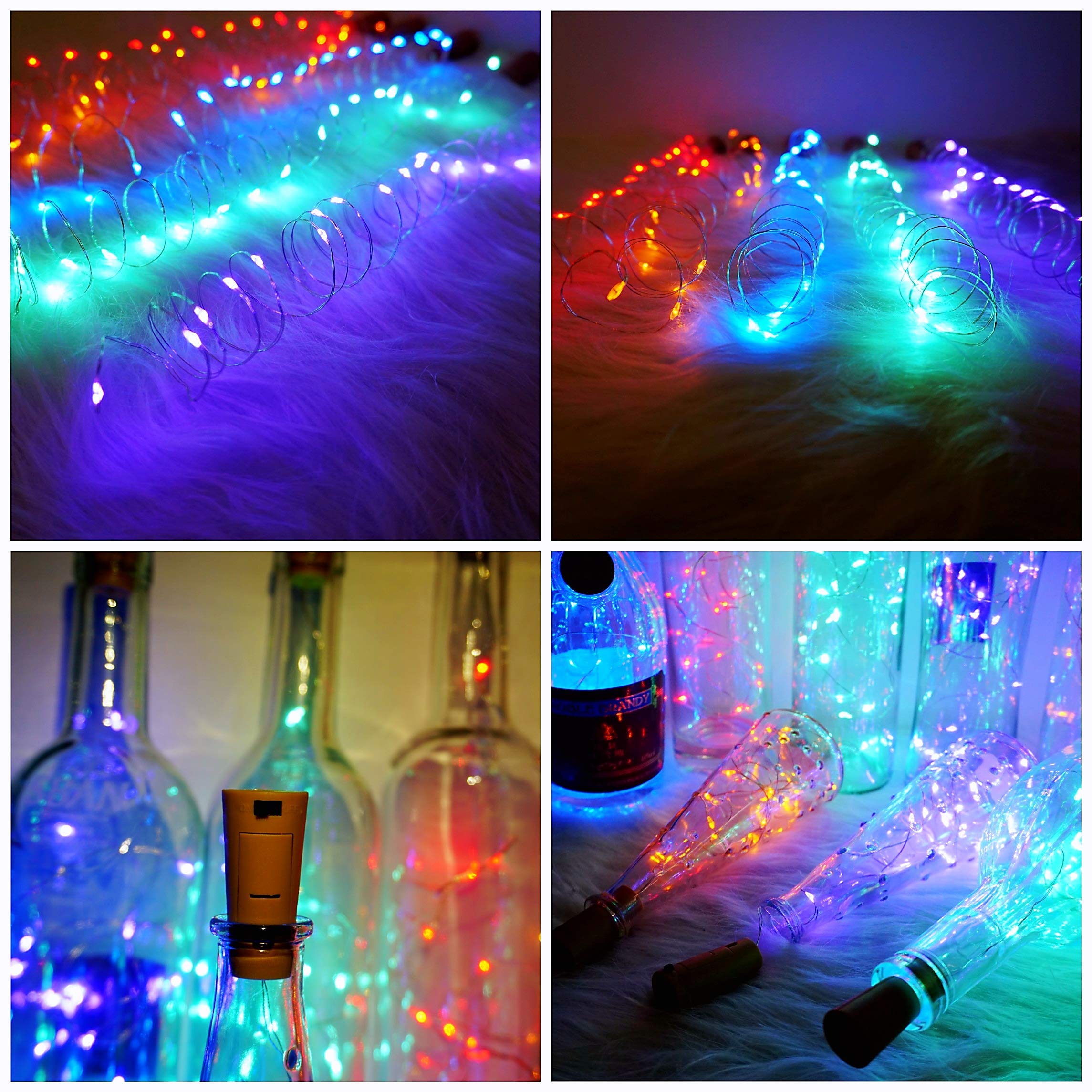 SmilingTown 15-Pack Wine Bottle Cork Lights - 10 LED 40-Inch Battery Operated Silver Wire Fairy String Lights for Party, Christmas, Halloween & Wedding Decorations - Perfect for Home Bars, Restaurants, and Outdoor Entertaining