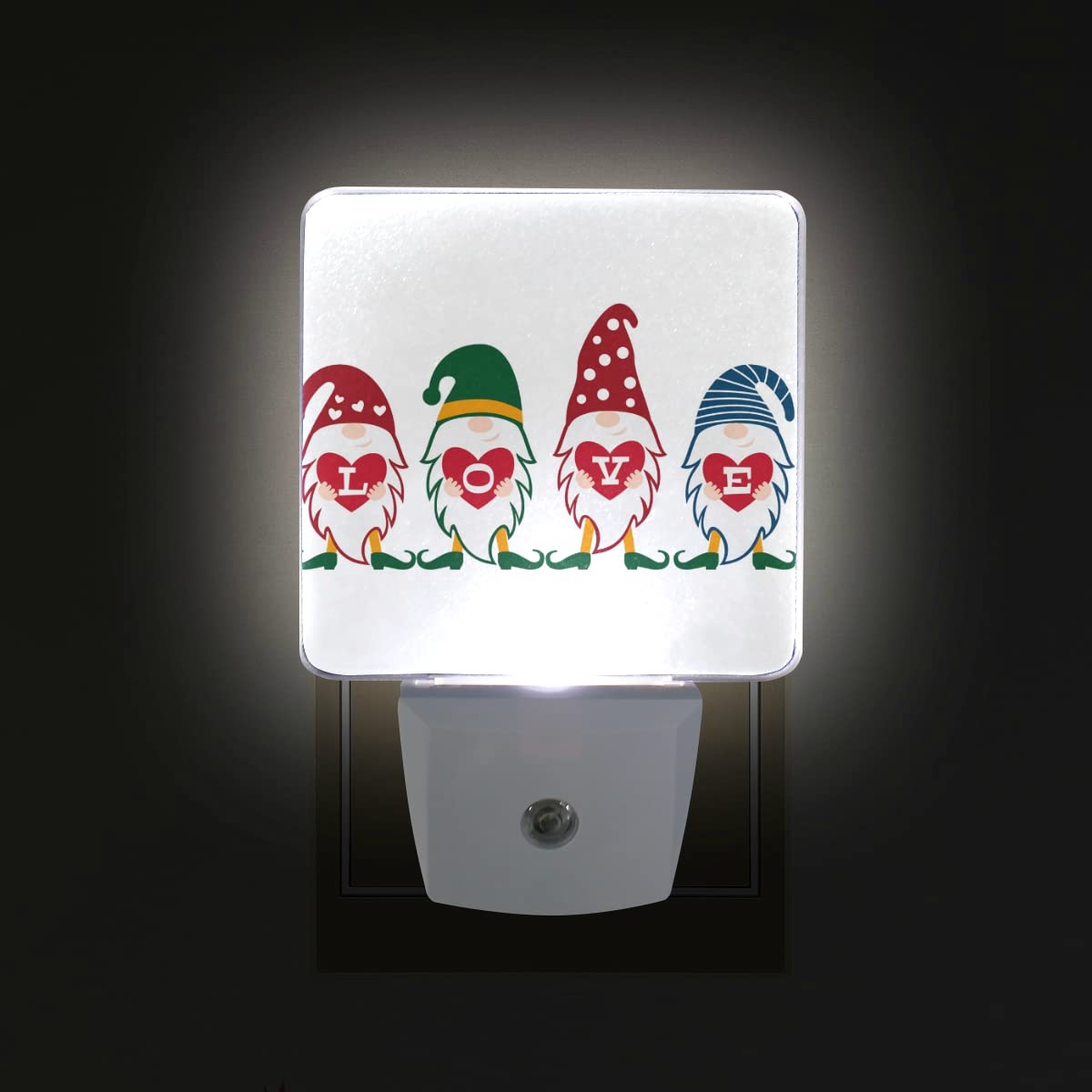 Gnome Night Light with Heart & Love Letter - Dusk to Dawn Sensor LED Plug-in Nightlight for Bedroom, Bathroom, Kitchen, Hallway & Stairs | Energy Efficient Auto On/Off | Perfect for Valentine's Decor, Nursery Lighting & Cozy Home Ambience