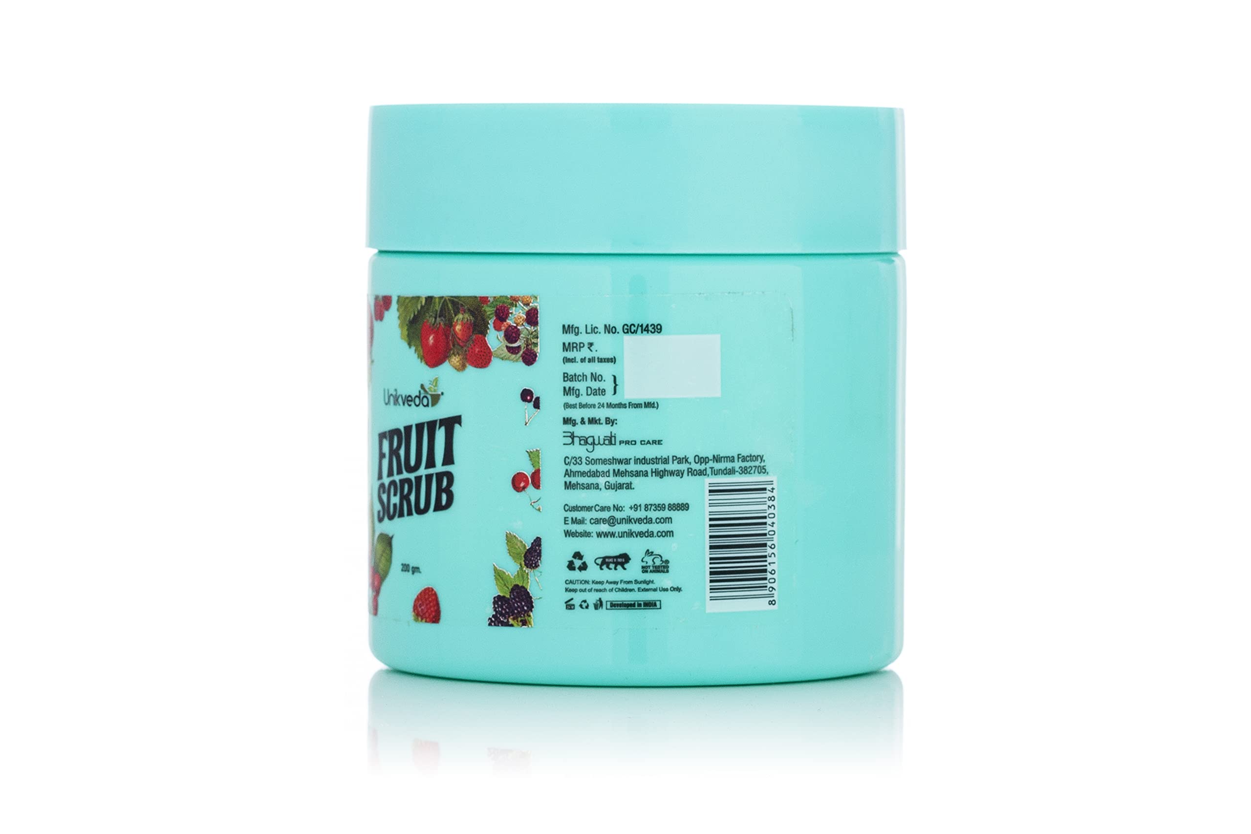 Unikveda Natural Fruit Face Scrub for Men & Women - 200g Exfoliating Cleanser with Organic Ingredients | Gentle Skincare for Daily Use & Acne Treatment
