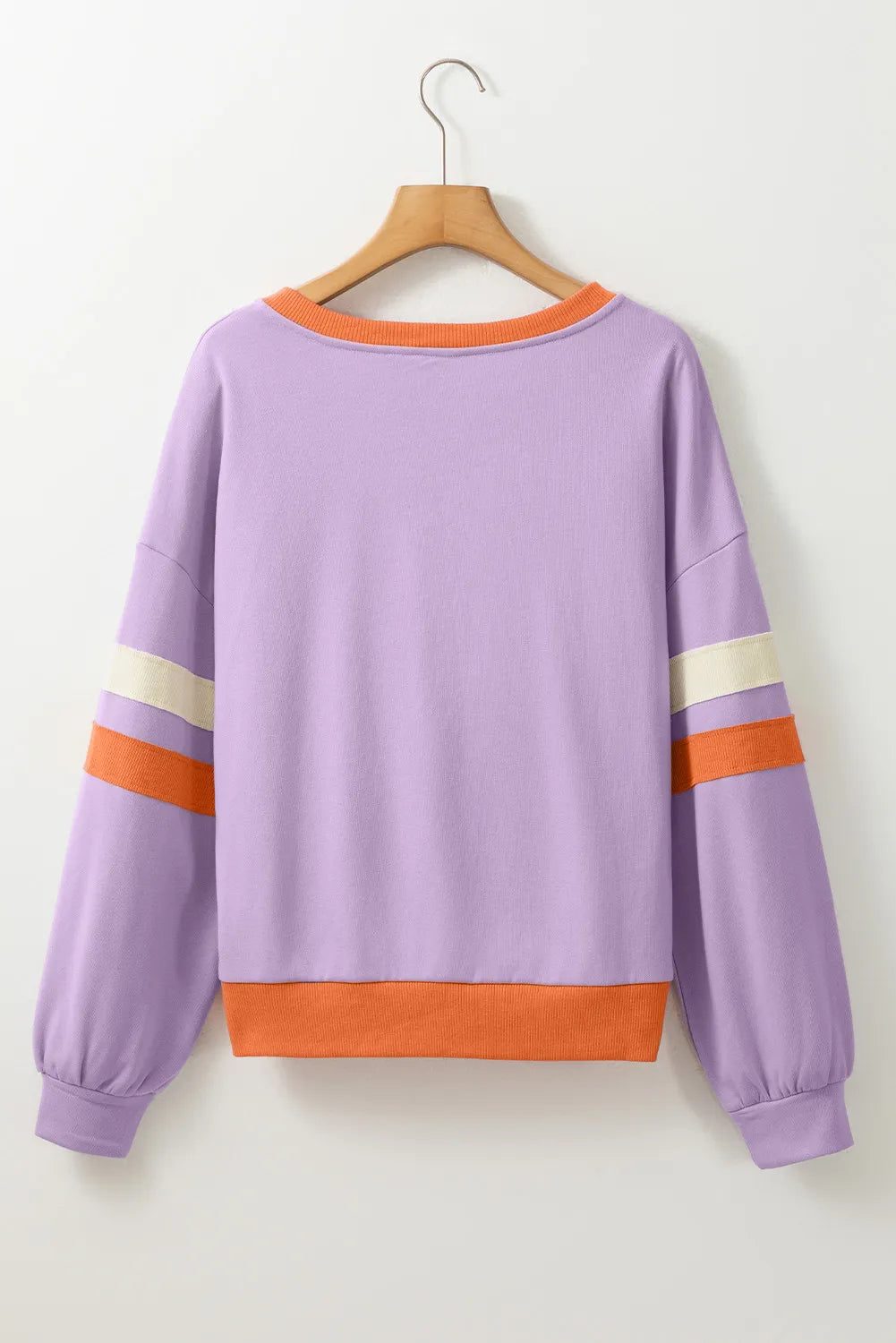 Stylish Contrast V-Neck Long Sleeve Sweatshirt for Women - Comfortable Casual Pullover for Fall & Winter - Perfect for Layering, Workouts, and Everyday Wear