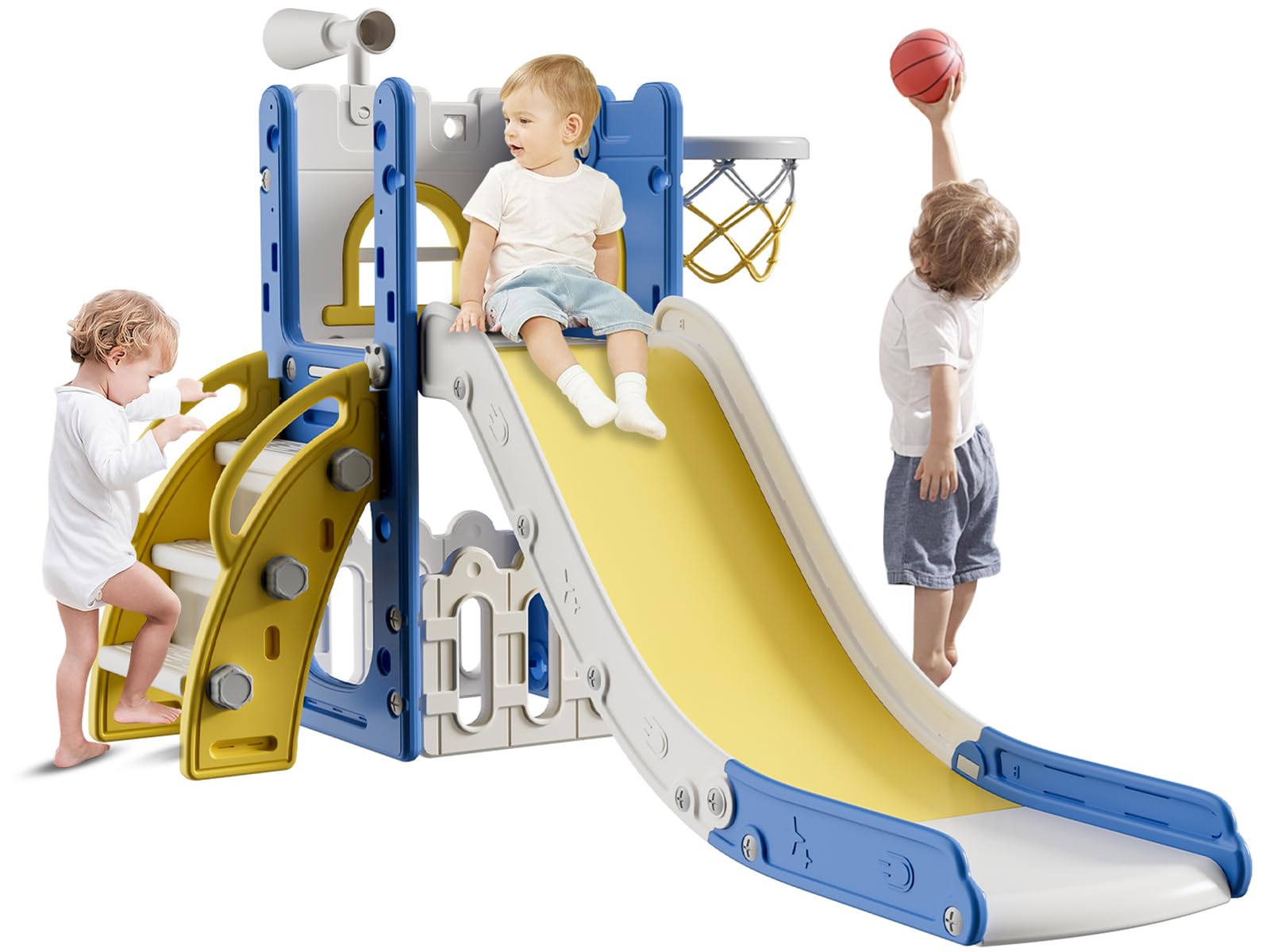 **Best Toddler Slide for Indoor & Outdoor Play - Kids Slide Playset with Storage & Non-Slip Steps - Safe & Fun Gift for Boys & Girls Ages 1-3 (Blue & Yellow) - Perfect for Backyards, Playrooms & Daycares**