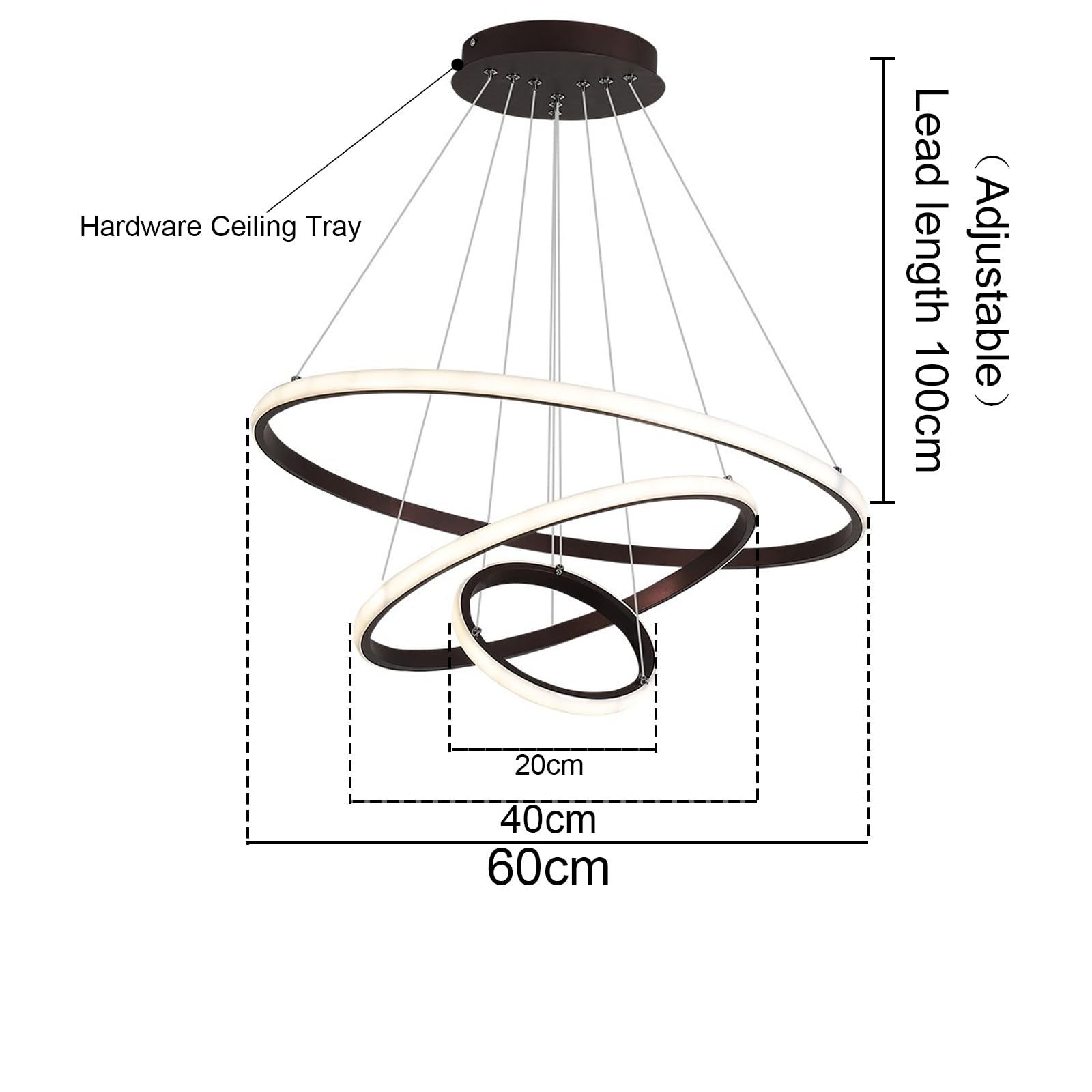 Modern Round Chandelier Lights - 3-Tier Dimmable LED Pendant Light with Remote Control for Dining Room, Kitchen & Office - White Finish | Energy Efficient Ceiling Lighting for Home Decor & Commercial Spaces