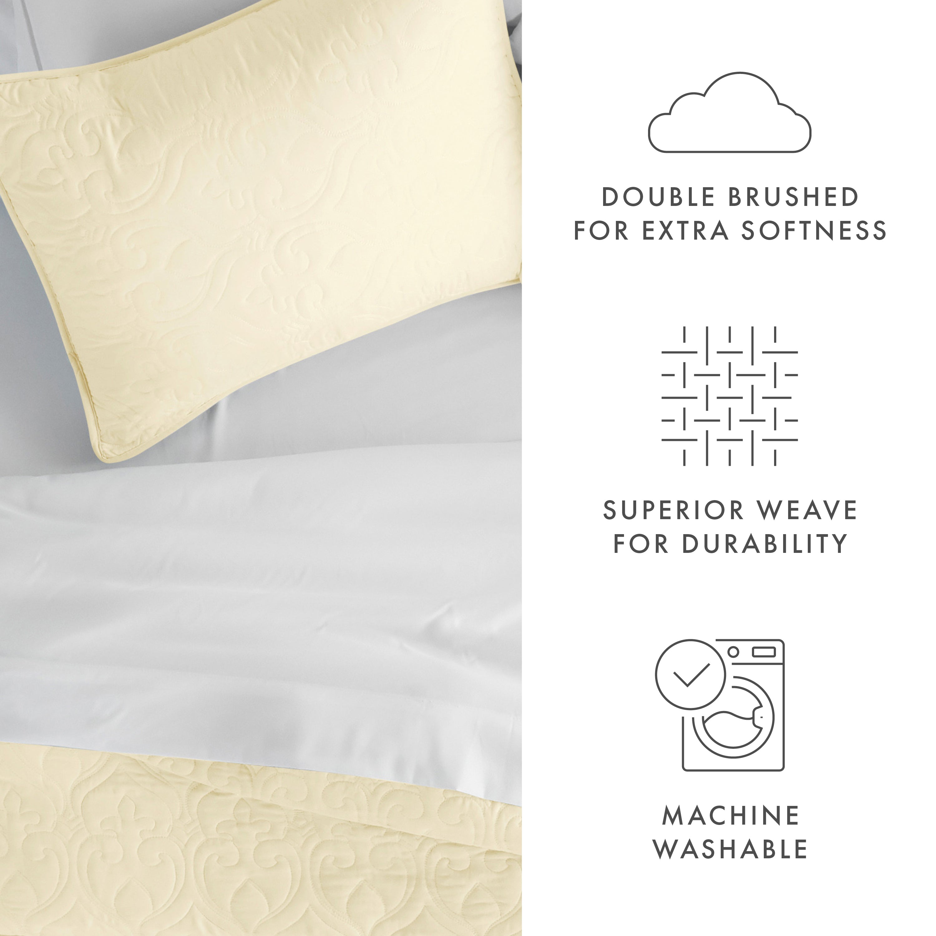3 Piece Damask Quilted Coverlet Set - Luxury Bedding Collection for Queen/King Size Beds | Perfect for Master Bedrooms, Guest Rooms & Cozy Home Decor