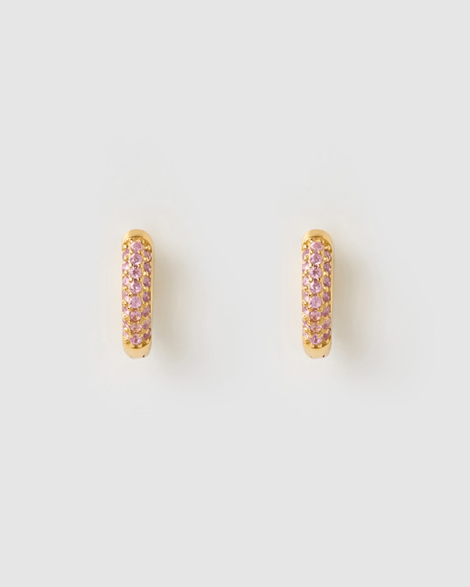 Izoa Coco Huggie Earrings for Women - Pink Gold Plated Hoop Earrings for Everyday Wear, Gift for Her, Trendy Fashion Jewelry for Parties & Date Nights