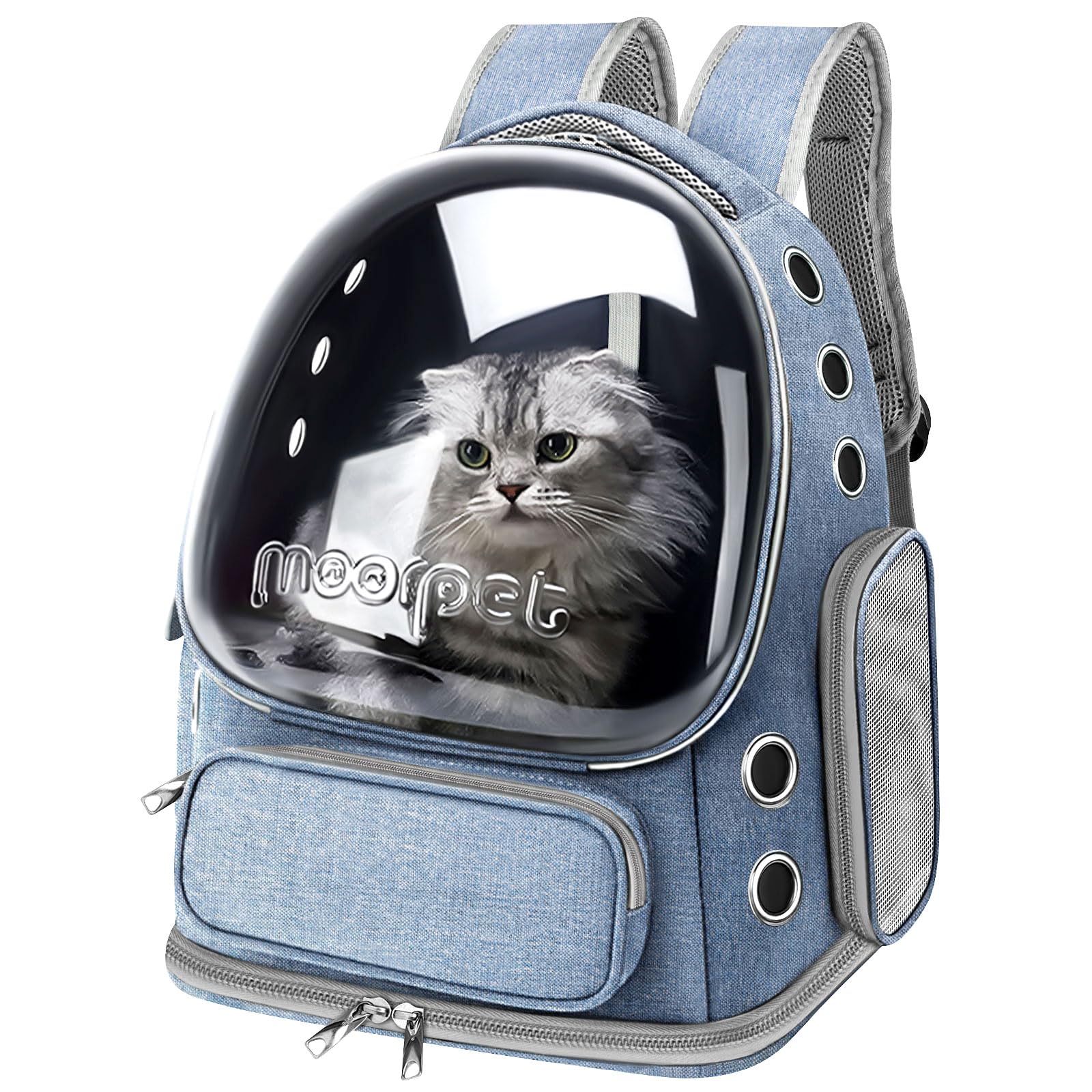 **Breathable Cat Backpack Carrier - Large Space Bubble Pet Travel Backpack for Cats & Small Dogs (Up to 20 lbs) | Airline Approved, Foldable & Transparent Design | Perfect for Travel, Hiking & Outdoor Adventures (Blue)**