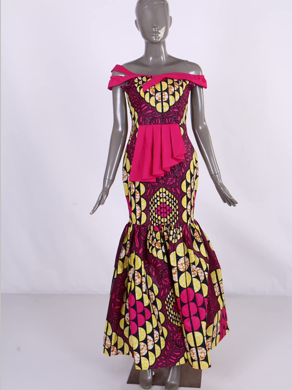 African Wax Print Dresses for Women - Summer Long Mermaid Dashiki Dress - Traditional African Party Wear for Weddings, Festivals & Cultural Events
