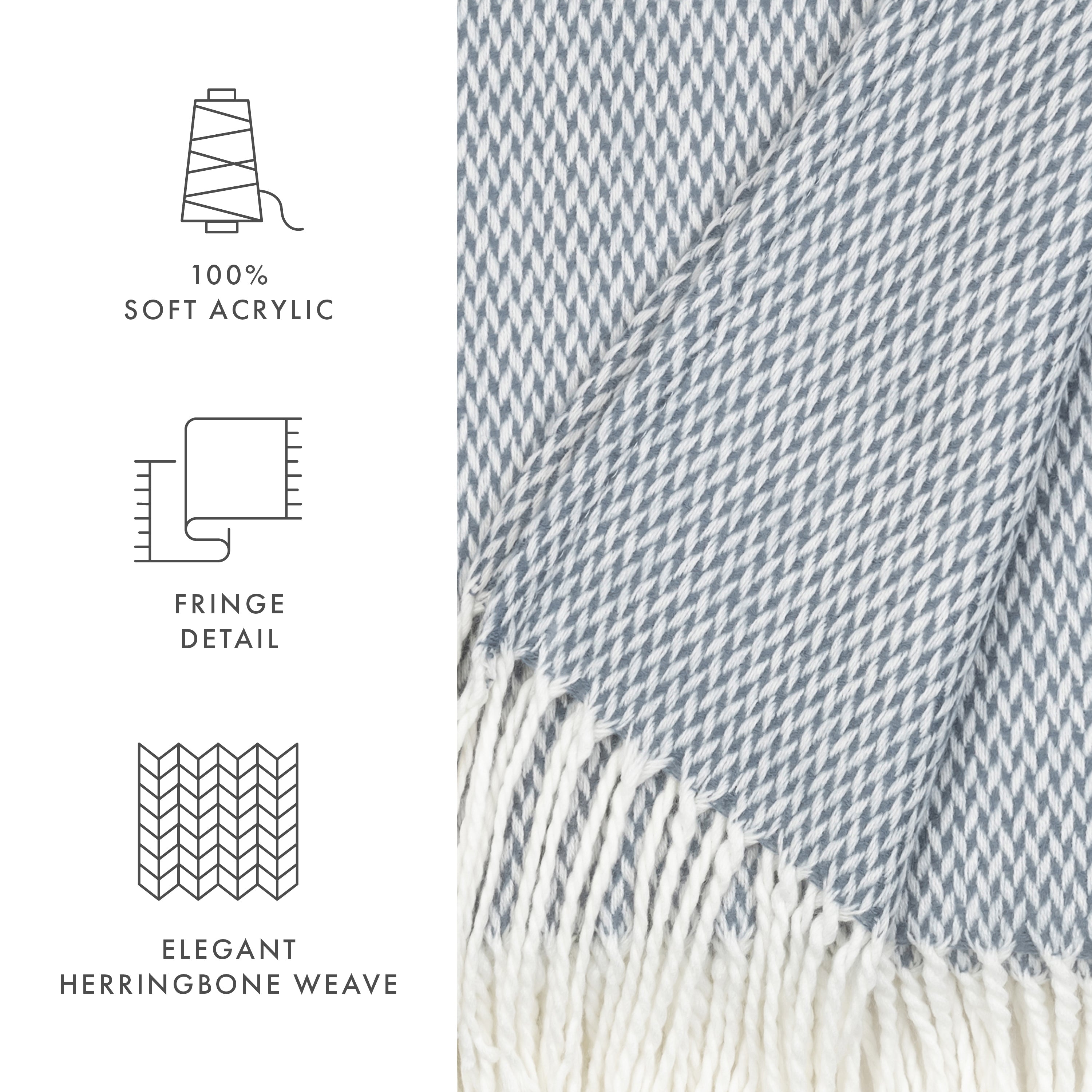 Soft Herringbone Pattern Throw Blanket - Cozy & Warm for Winter - Perfect for Couch, Bed, and Travel - Free Gift Included
