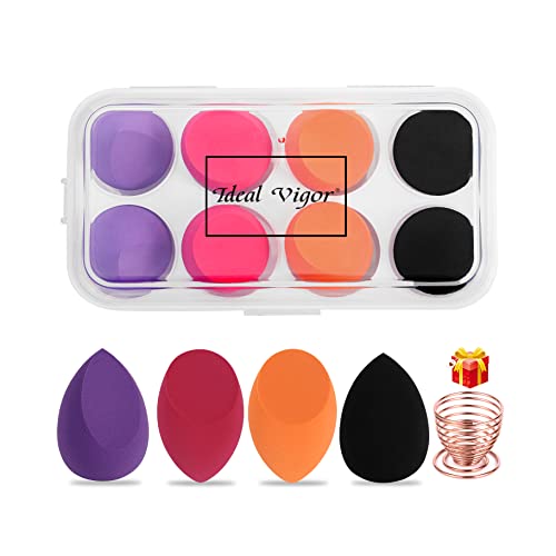 8 Pcs Makeup Sponges Blender Set - Beauty Blenders for Foundation, Liquid, Cream & Powder - Includes Case & Holder - Multi-Colored Cosmetic Sponges - Perfect for Daily Makeup, Travel & Professional Use (8PCS, MIX)