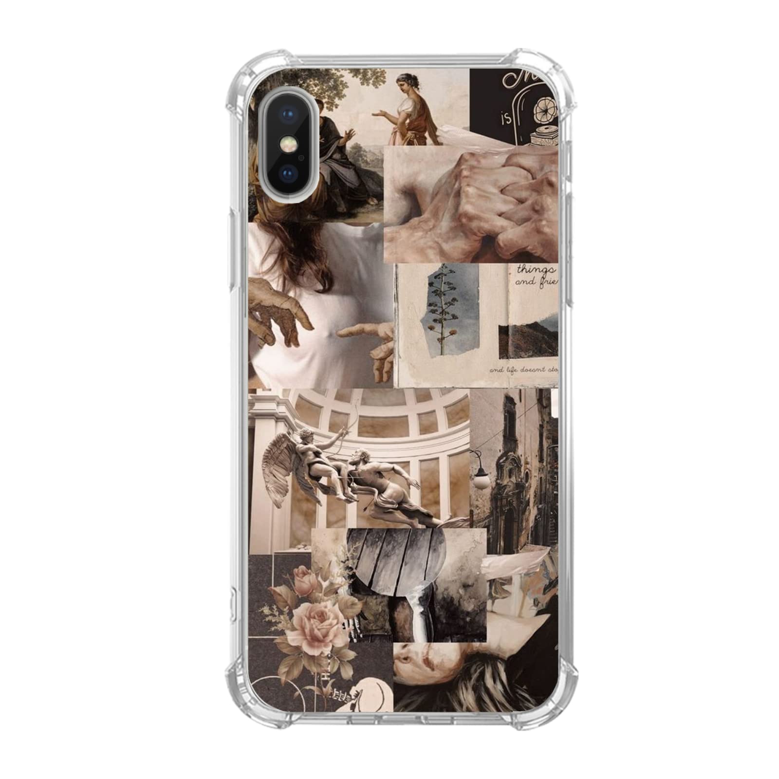 Vintage Collage Phone Case for iPhone Xs/X - Aesthetic Beige TPU Bumper Case for Women & Men | Trendy Protective Cover with Retro Picture Design - Perfect for Everyday Use, Travel & Gift Giving