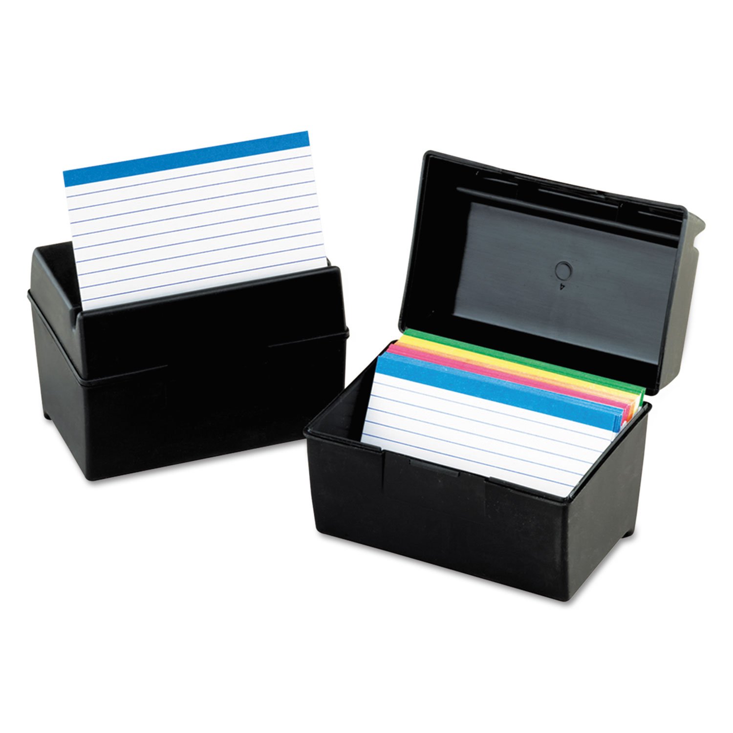 Oxford Plastic Index Card Box - 4 x 6 Inches, Holds 400 Cards, Black (01461) | Perfect for Office Organization, Recipe Storage & School Supplies