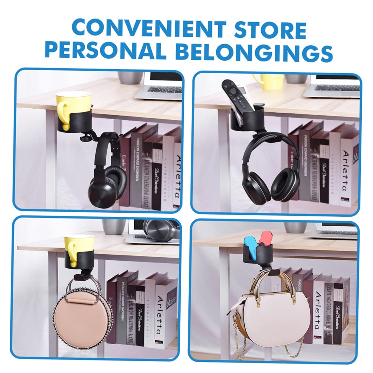 PRETYZOOM Headset Stand with Cup Holder - Adjustable Desk Headphone Holder for Office, Gaming & Home Use - Perfect for Organizing Headsets, Gaming Headphones & Accessories