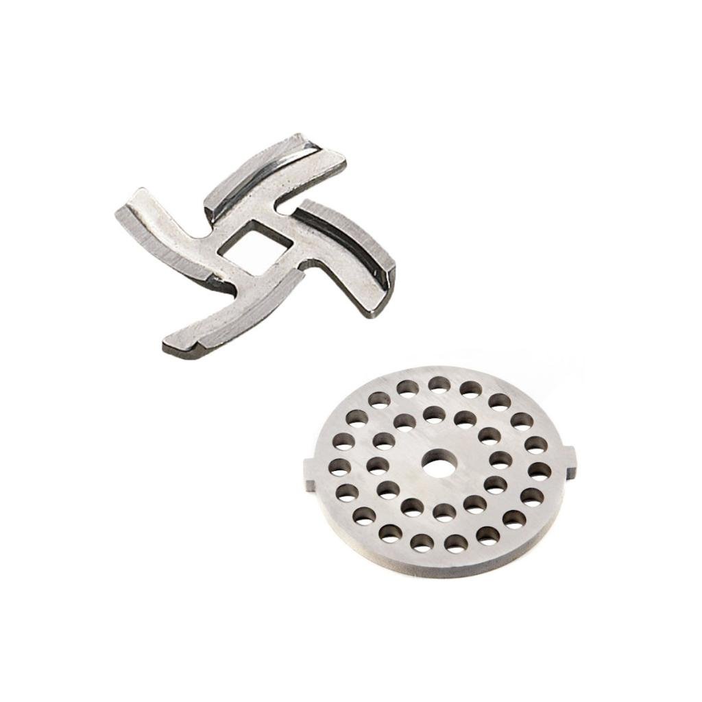 Sunmile SM-G31/G33 Meat Grinder Replacement Parts - Gray Cutting Blade & #5 Medium Cutting Plate for Home Kitchen, Butcher Shop & Food Processing
