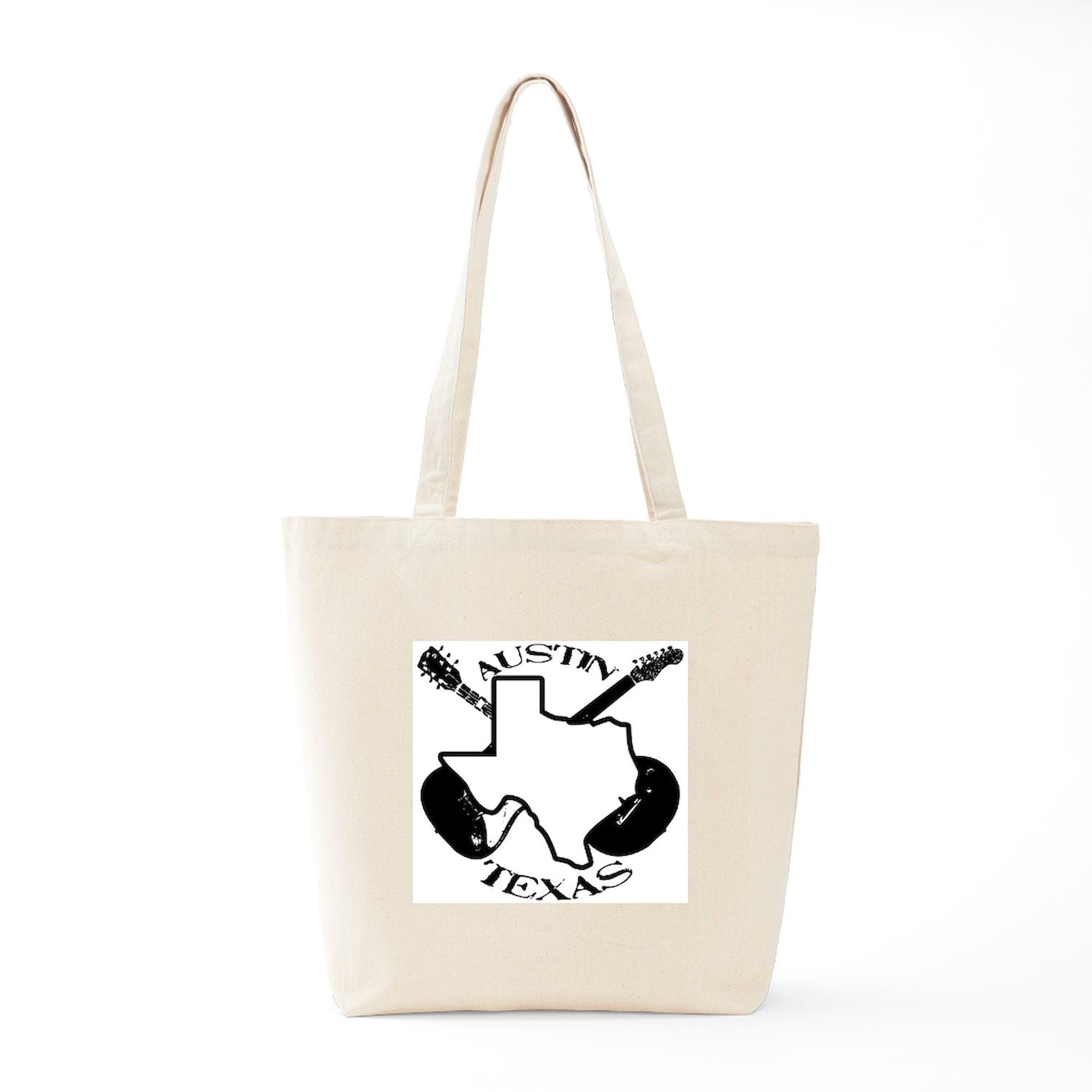 Austin Texas Guitars Canvas Tote Bag - Eco-Friendly Reusable Shopping Bag for Groceries, Beach & Daily Use