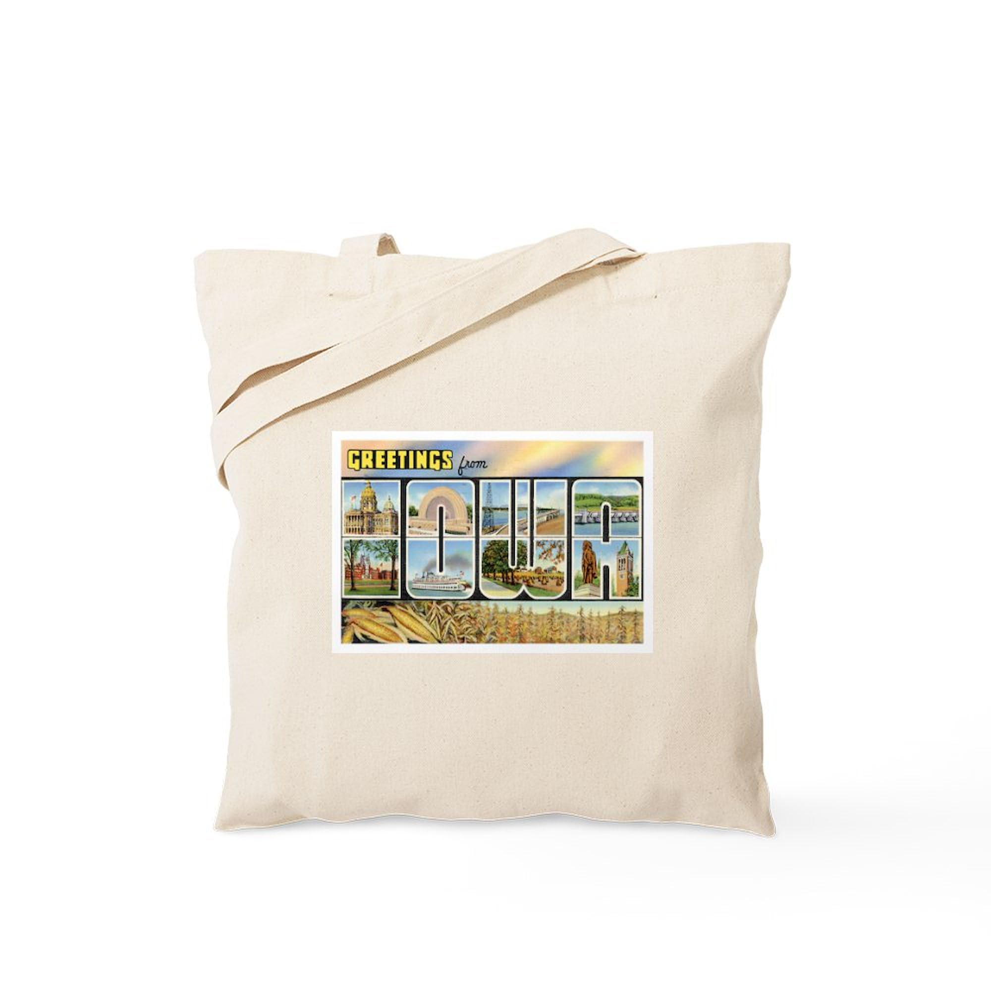 Iowa Postcard Tote Bag - Natural Canvas Reusable Shopping Bag for Groceries, Beach & Everyday Use | CafePress