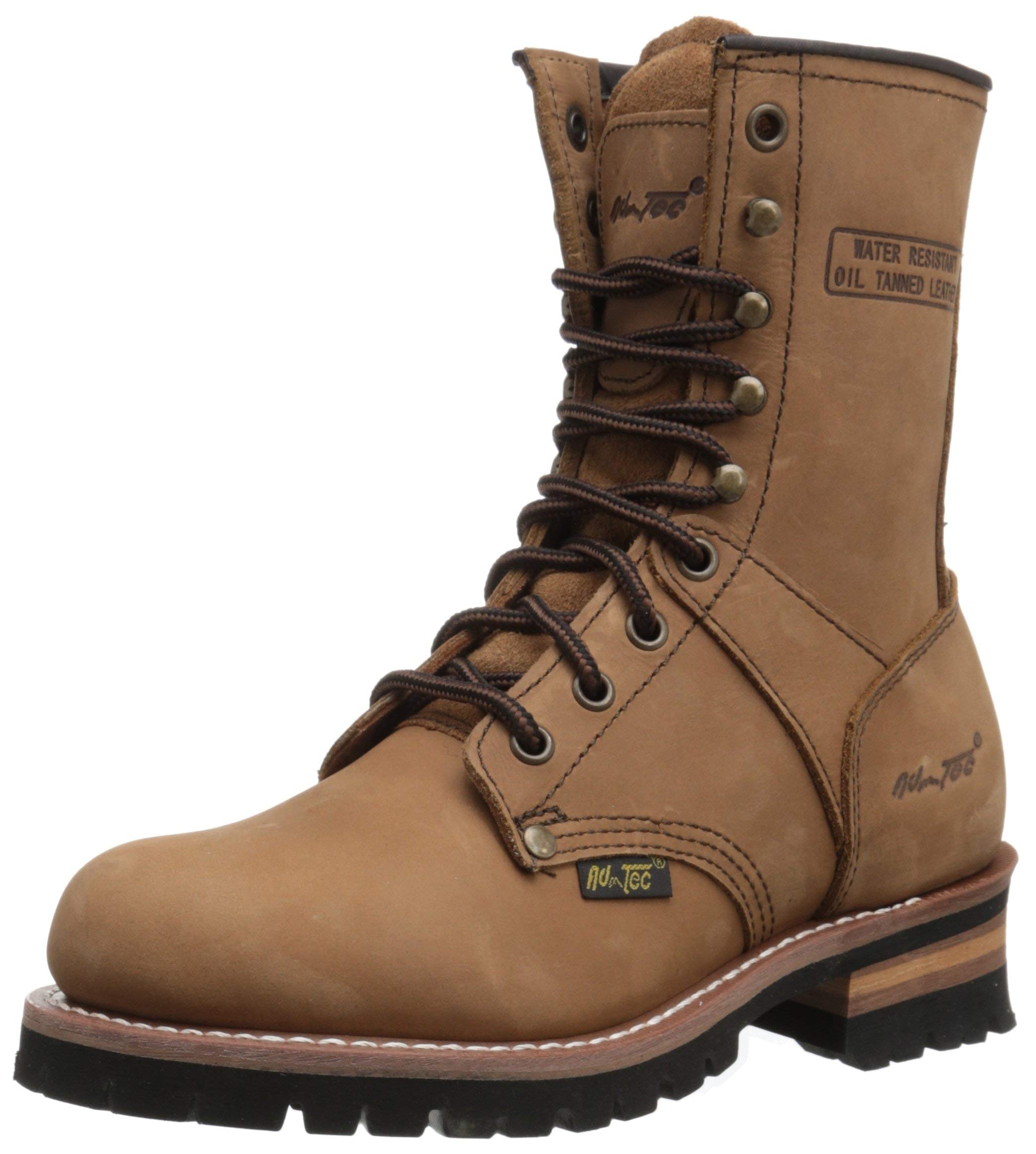 Ad Tec 9 Inch Women's Logger Work Boots - Crazy Horse Leather, Soft Safety Toe, Oil Resistant Lug Sole - Perfect for Construction, Landscaping & Outdoor Work