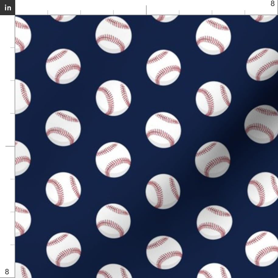 Baseball Themed Dark Blue Navy Printed Petal Signature Cotton Fabric by Spoonflower - Fat Quarter for Sewing, Quilting, Apparel & Home Decor | Perfect for Sports-Themed Crafts, DIY Projects & Spring Collections
