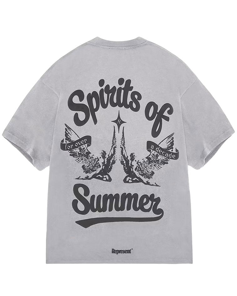 Represent MLM410 119 Spirits Of Summer Graphic T-Shirt - Gray Cotton Tee for Men | Casual Streetwear, Summer Outfits & Festival Fashion