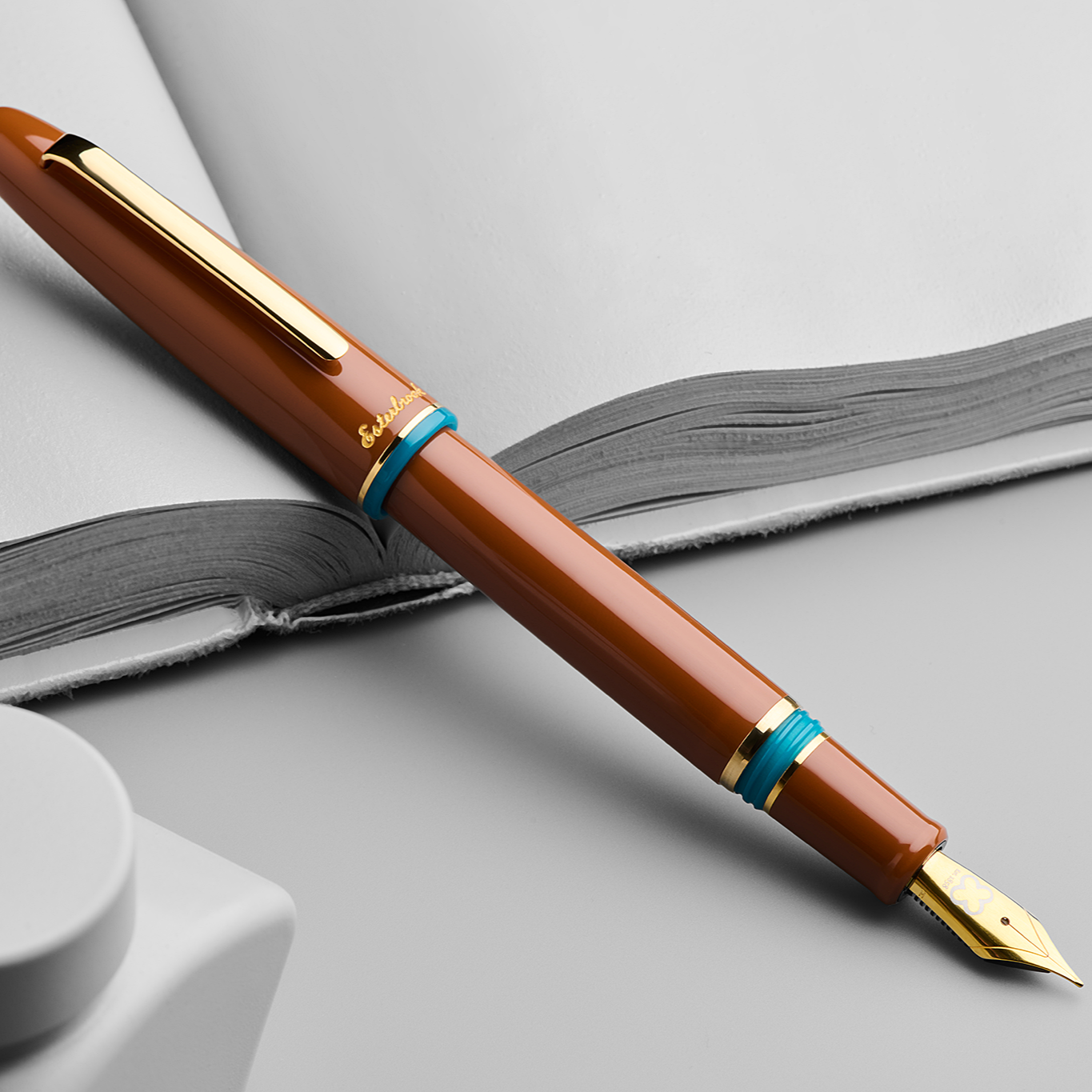 Premium Back to the Land Fountain Pen - Handcrafted Brown Stone Design for Smooth Writing | Perfect for Journaling, Calligraphy & Gift Giving