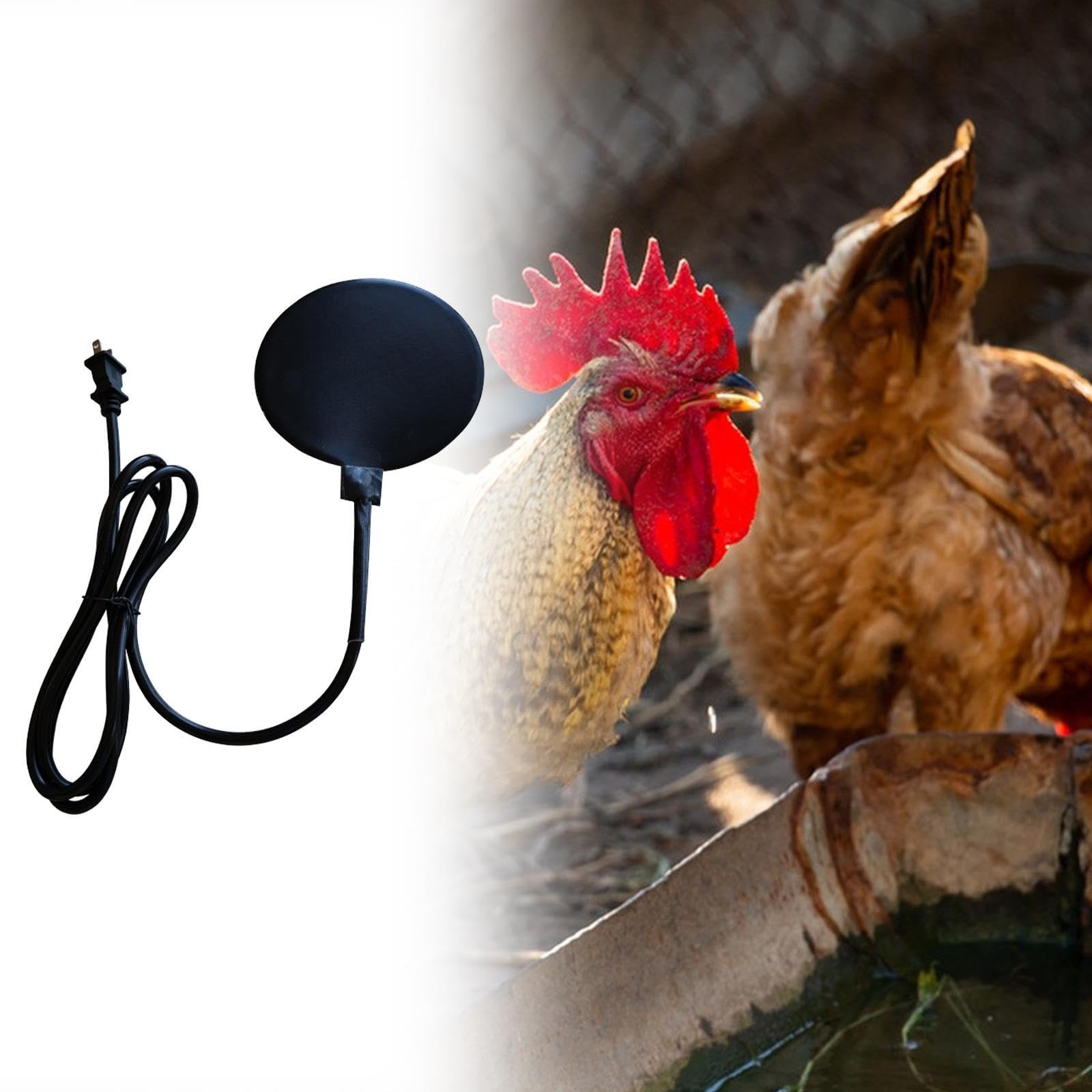 **20W Heated Poultry Waterer Base - Outdoor Winter Chicken Water Heater for Wall-Mounted Founts & Bird Baths - Durable Black Design - Perfect for Coops, Farms & Cold Weather Use**