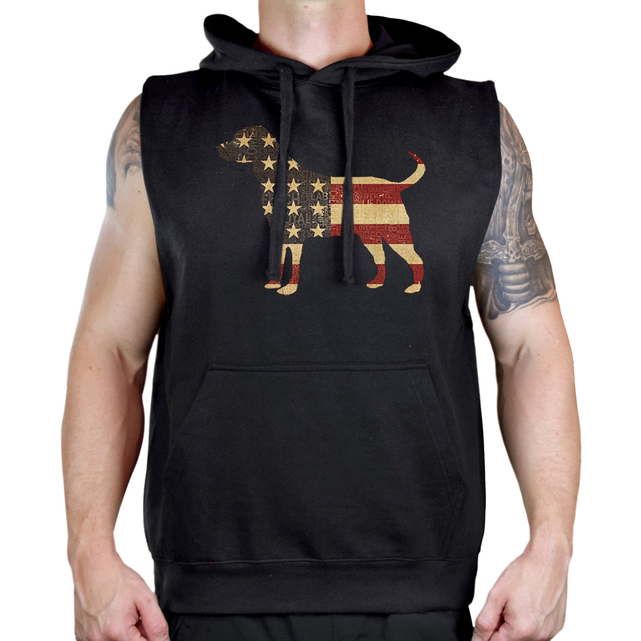 Men's USA Flag Vest Hoodie - Patriotic Sleeveless Apparel for Outdoor Activities